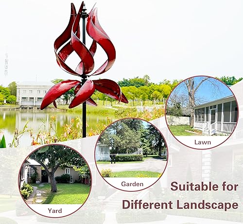 Miniatura 7 de Molinillo de viento grande para jardín, esculturas de viento de tulipanes y spinners, decoración de jardín, ideas de regalo para madre, cumpleaños,