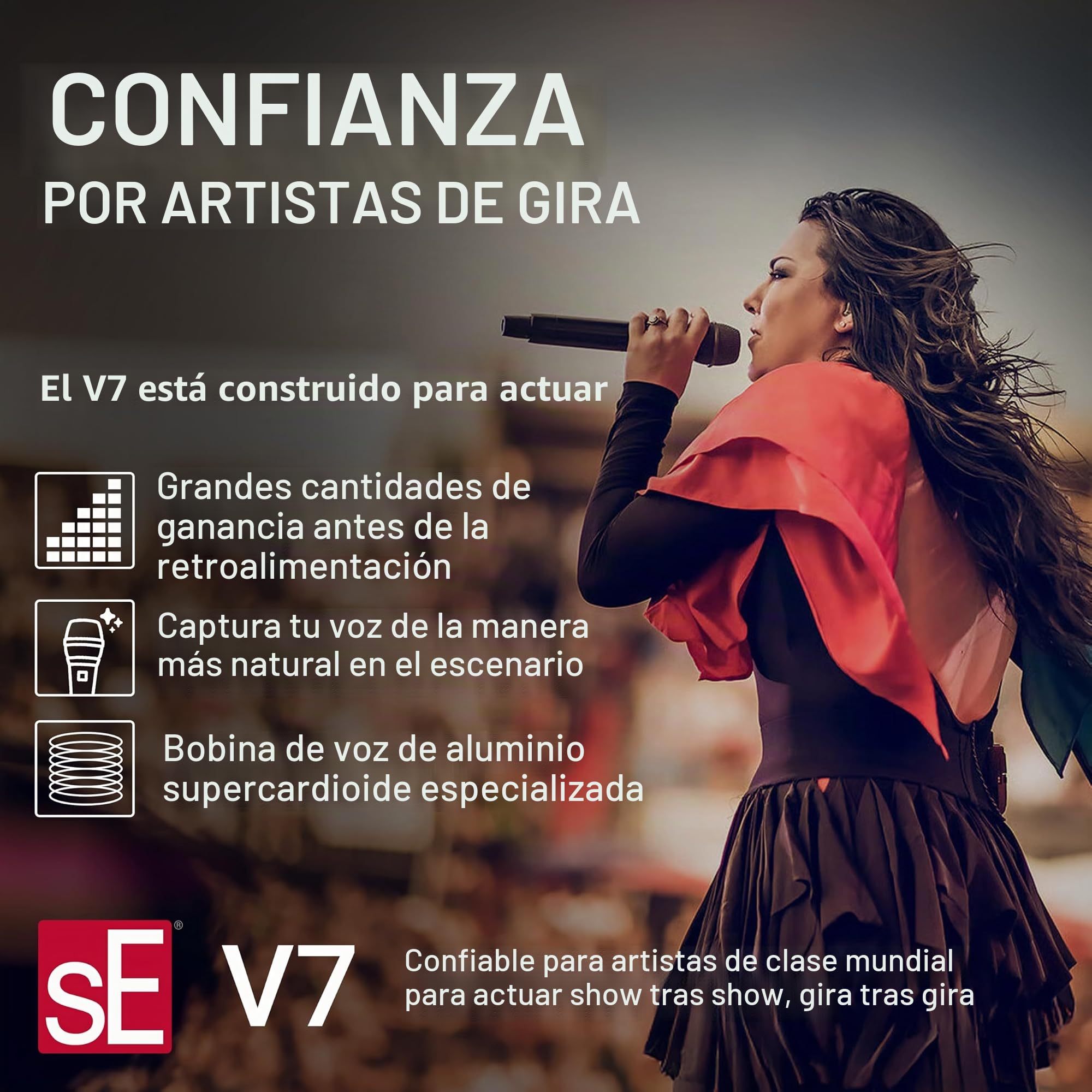 SE ELECTRONICS V7 Micrófono Vocal dinámico supercardioide de Mano, micrófono dinámico supercardioide Rojo con Soporte de Choque Integrado y Parabrisas Interno