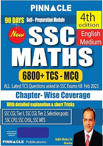 SSC Maths 6800 TCS MCQ chapter wise 4th edition english medium with detailed explanation and short tricks