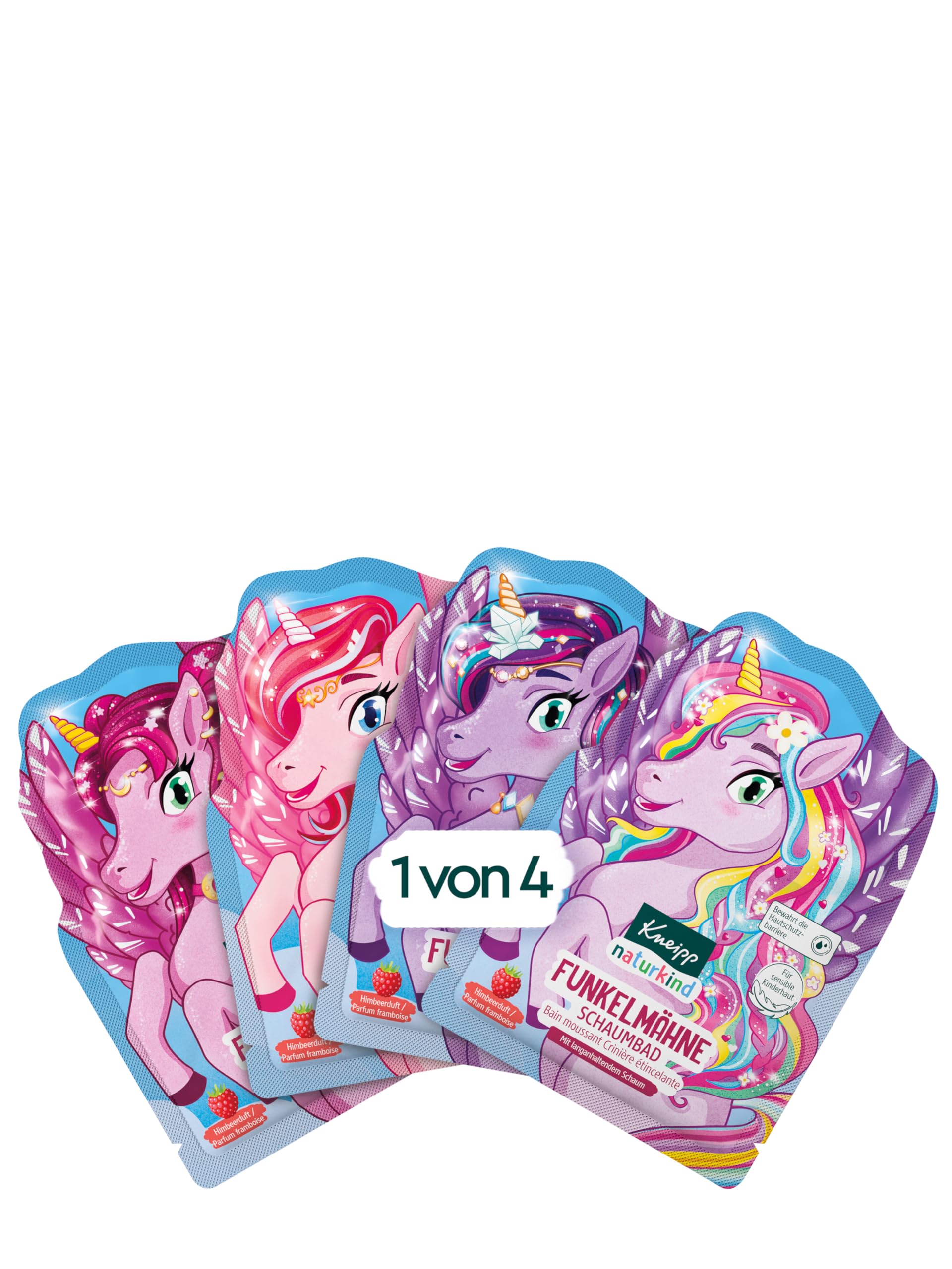 Kneipp naturkind Bubble Bath Sparkle Mane - Unicorn Bath Additive for Children with Raspberry Fragrance and Nourishing Jojoba Oil - Magic Pegasus Bath Fun for Kids - Formulation Without Microplastics