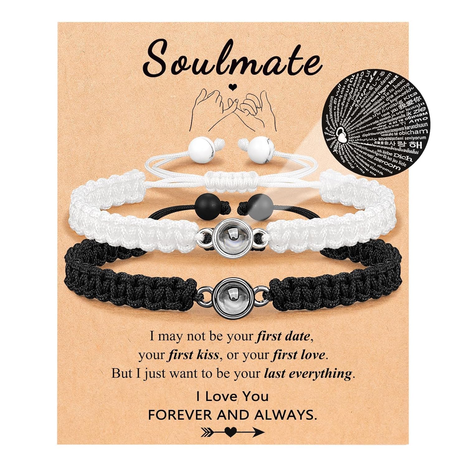 El Regalo 2Pcs I Love You 100 Languages Matching Couple Bracelets Set - Pinky Promise Valentines Day Gift For Unisex Adult (Soulmate) (B0CVBG8KPF) Amazon Price History, Amazon Price Tracker