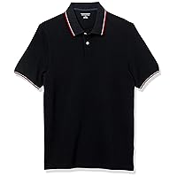 Amazon Essentials Polo in piqué di Cotone Slim Uomo, Nero Thin Stripe