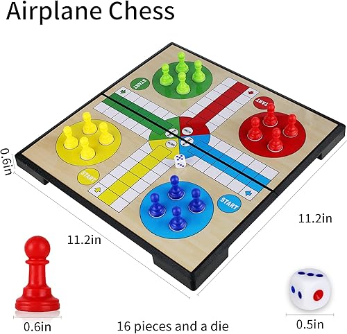 Miniatura 3 de KIDAMI Ludo - Juego de mesa magnético, juego de aprendizaje Ludo familiar para niños y adultos (11.2 x 11.2 pulgadas)