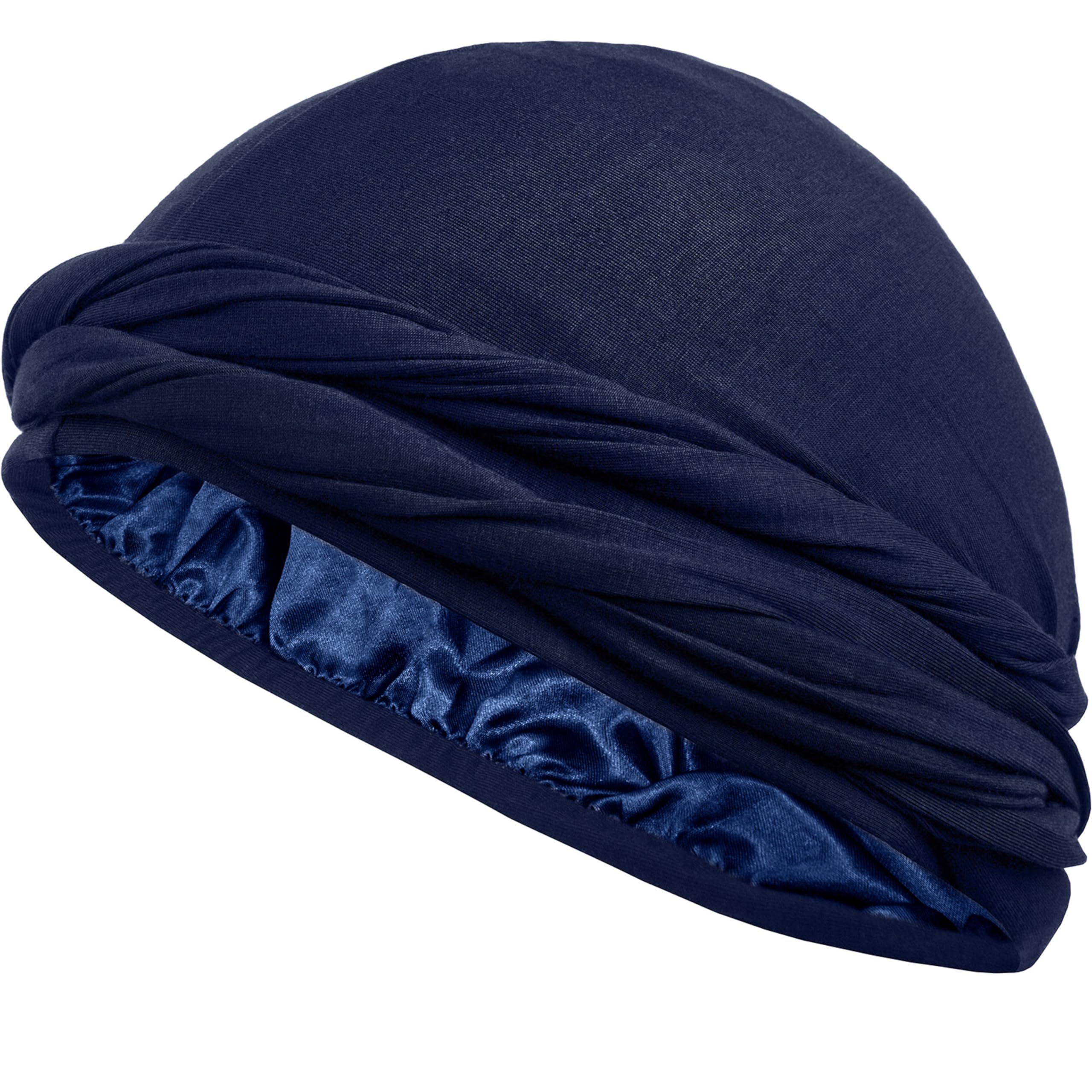 CAPLORDSilk Satin Lined Halo Turban Head Wrap Pre-Tied Skull Cap for Men and Women Sleeping Bonnet Hair Cover Chemo Hair Loss Hat