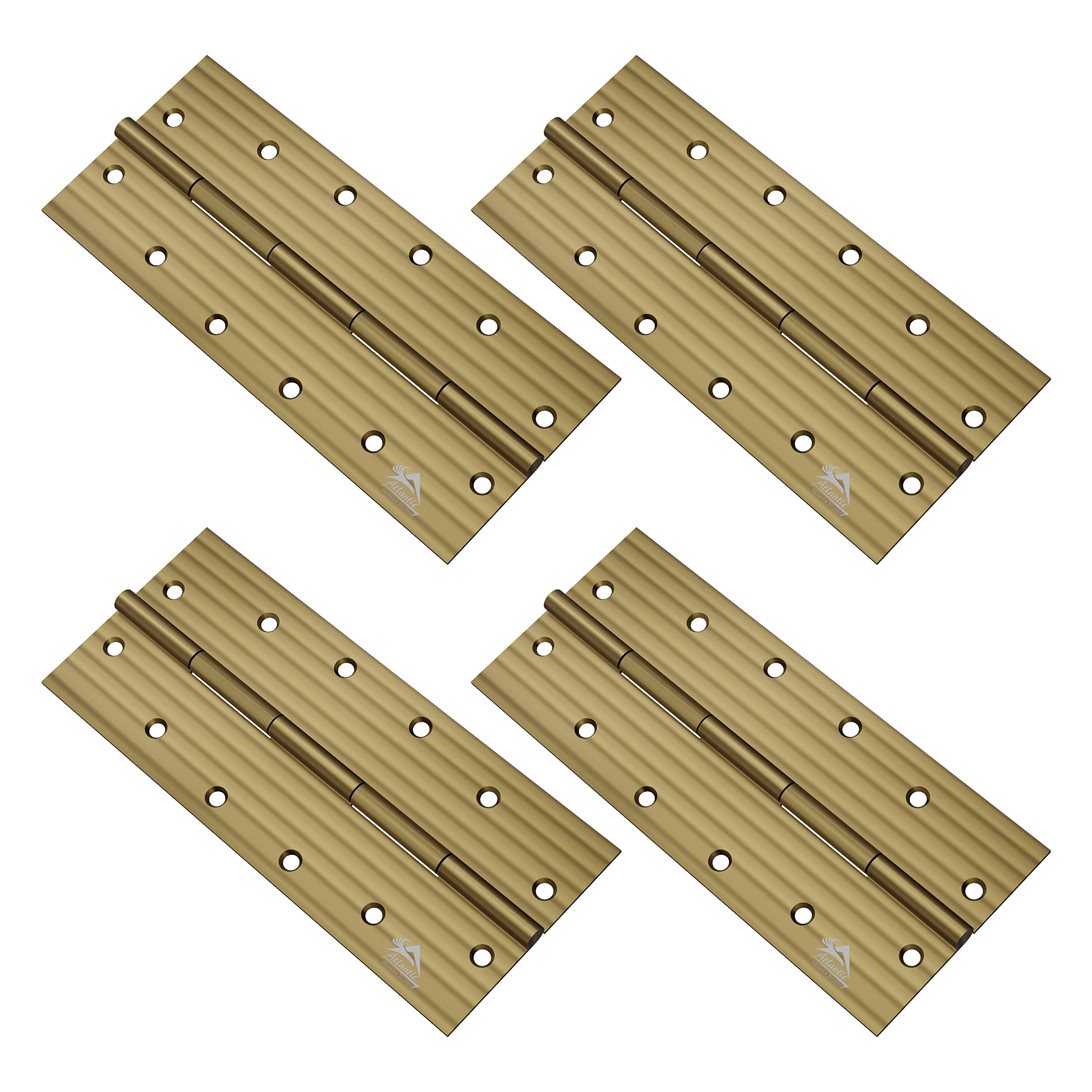 Atlantic Heavy Door Hinges 8 Inch x 10 Gauge/3 MM Thickness, Premium Stainless Steel Welded Head, Antique Finish, Durable, Easy Installation (Pack of 4 Pcs)