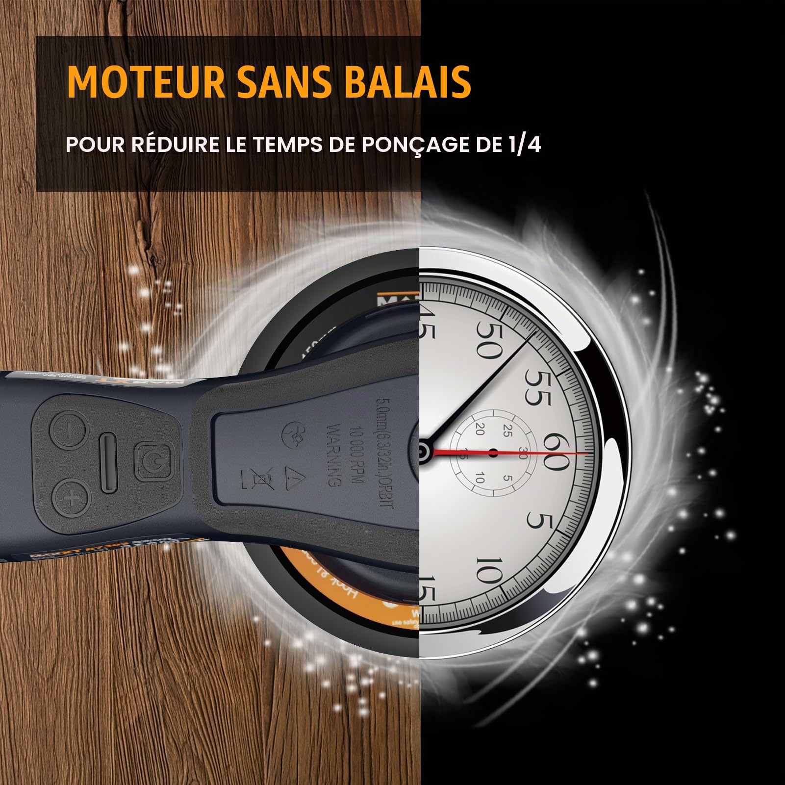 Ponceuse Excentrique Polyvalente MAXXT 230V : Pads de Soutien 125mm & 150mm, Ponceuse Électrique Sans Balai avec Vitesse Réglable, Parfaite pour les Surfaces en Bois