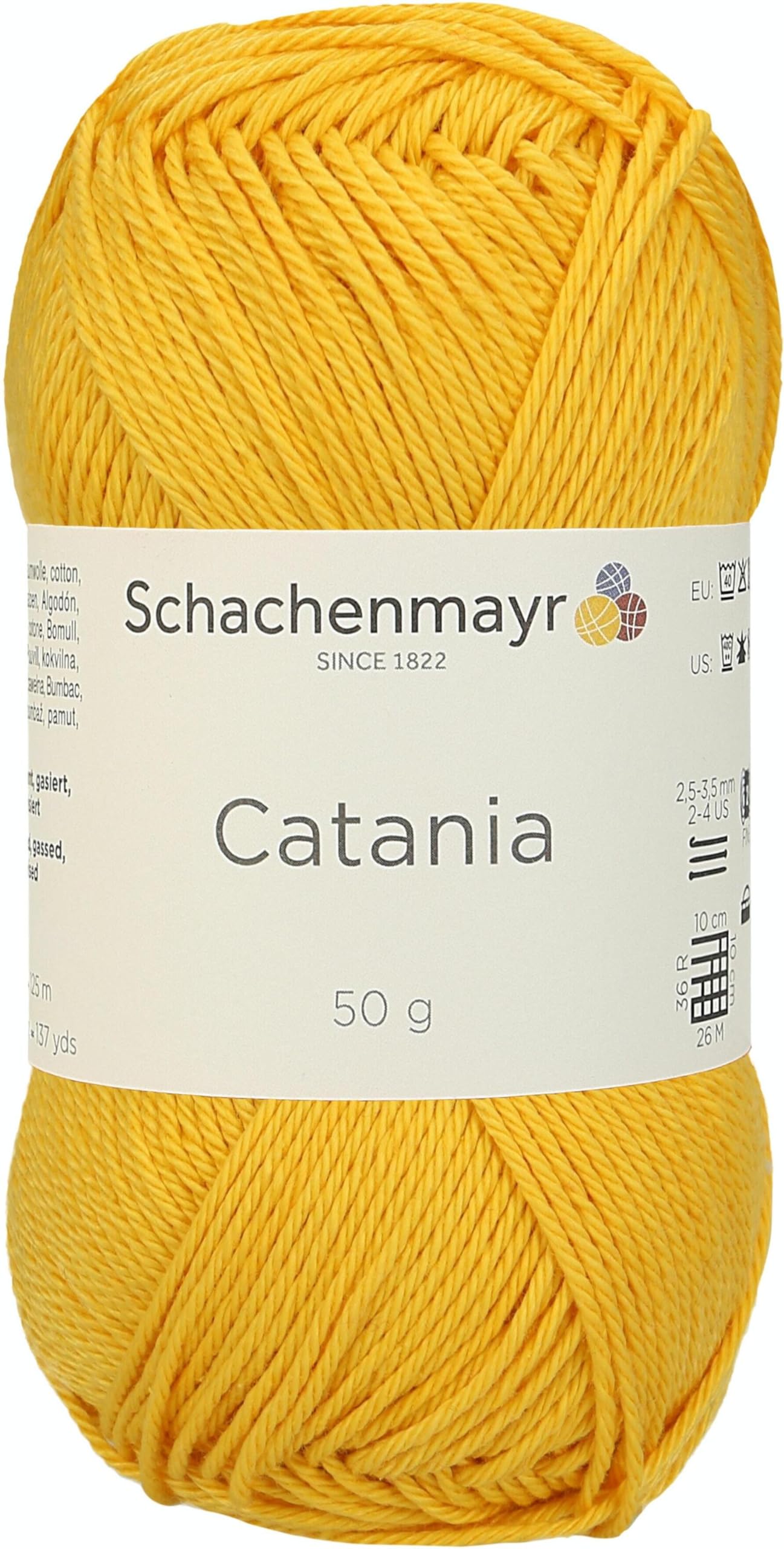 Catania Hand Knitting Wool/Yarn Cotton, 11.5 x 6 cm, Cotton, sun, 11,5 x 5,2 x 6 cm