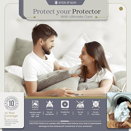 Miniatura 3 de Sven & Son Protector de colchón impermeable, protector de punto elástico de algodón de alta calidad, lavable a máquina y transpirable, se adapta a