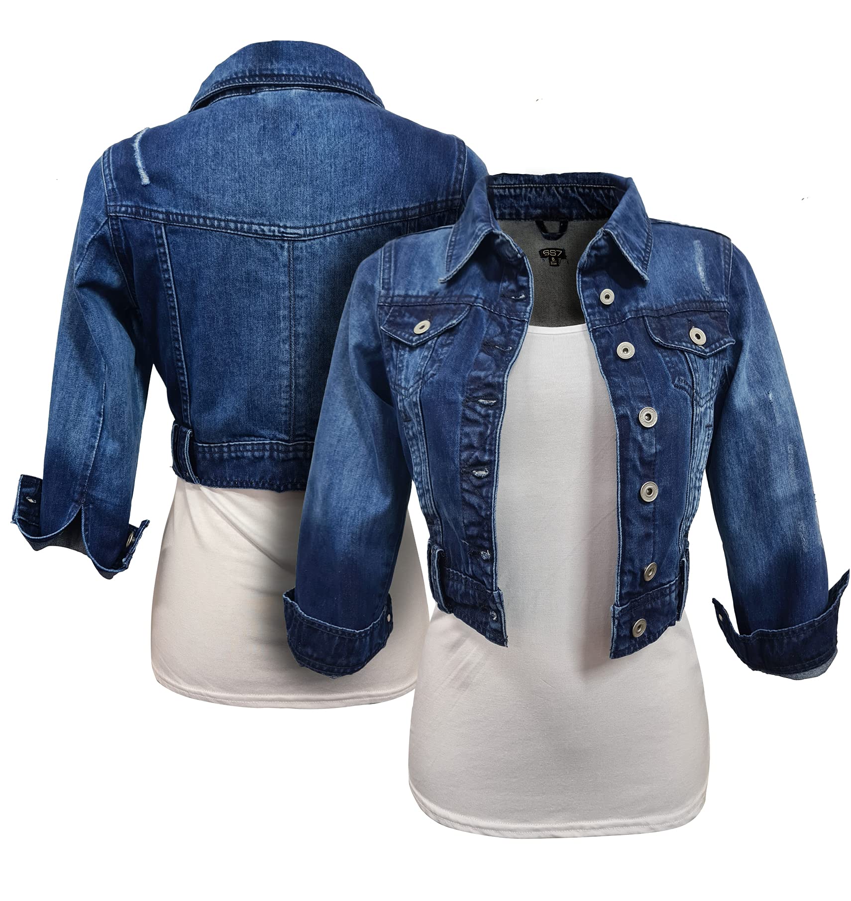 Femmes Bleu Denim Veste 6-16