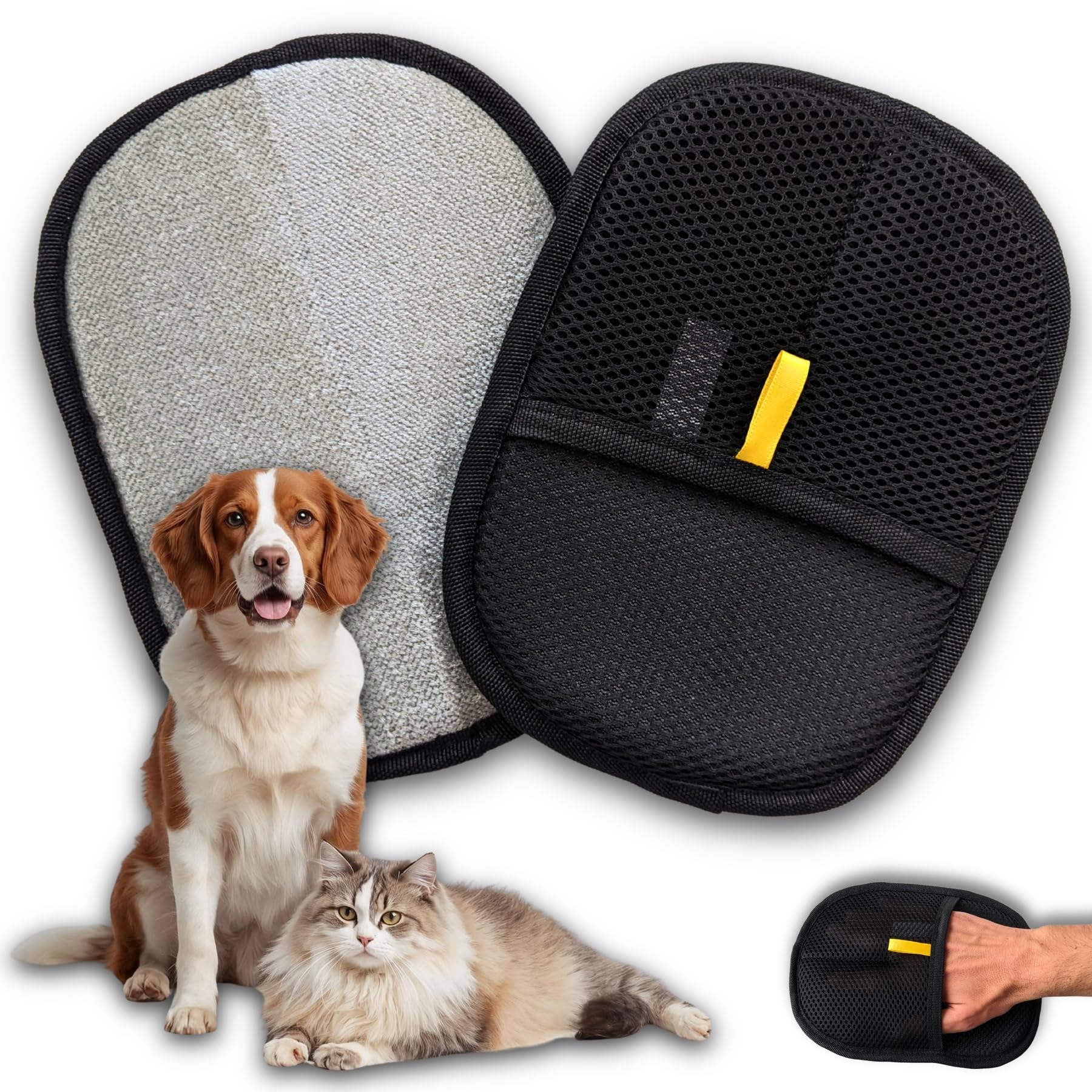 Guante Quitapelos Mascotas, 2 uds. Manopla Quita Pelos Mascota para Gatos y Perros, Reutilizables con Tejido Electrostático | Limpia Sofás, Ropa y Alfombras (2 Guantes)