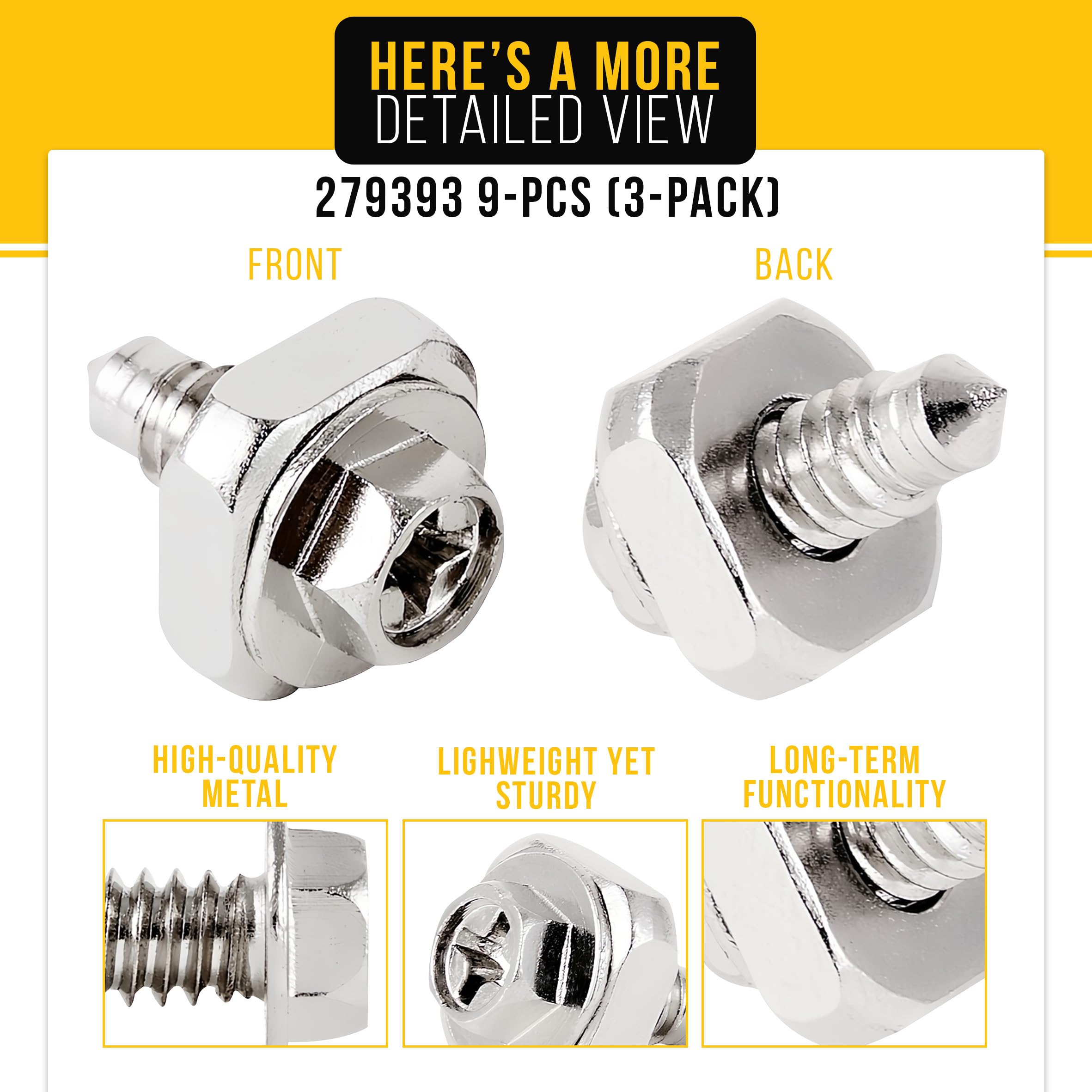 こったん PartsBroz 279393 Dryer Terminal Block Screw Kit Cord (9-PCS) (3