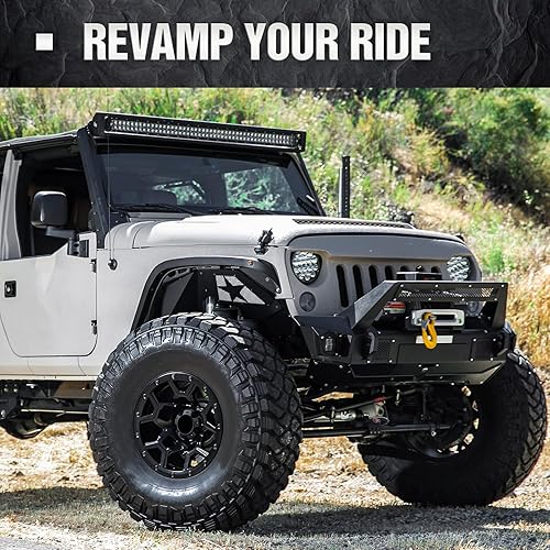 Vista 23 de Forros de guardabarros interiores delanteros compatibles con Wrangler JK y JKU Unlimited 2/4 puertas 2007-2018, estilo atornillable, cubierta