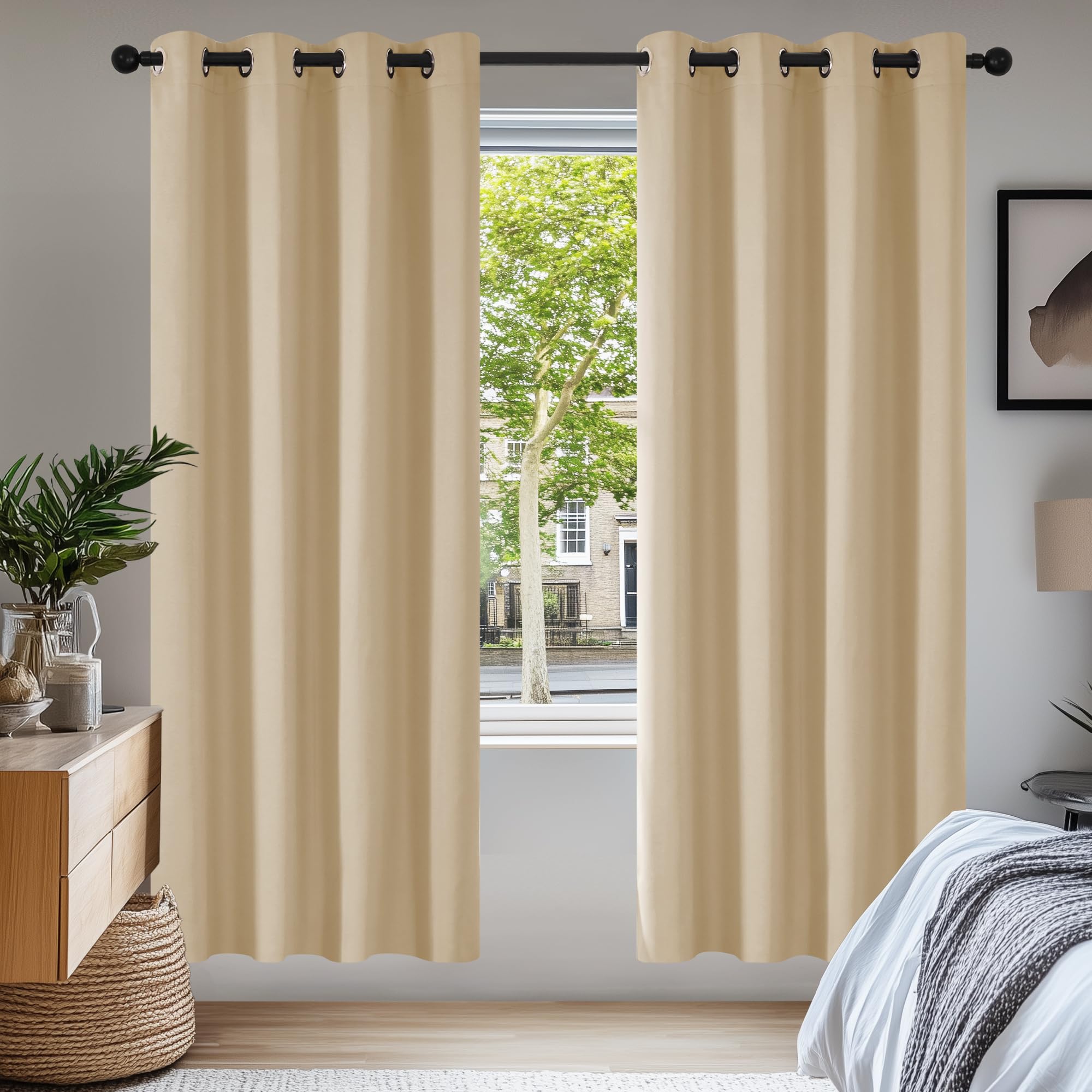 Deconovo Black Curtains Bedroom 52 x 84 Inch Thermal Insulated Energy Saving Eyelet Blackout Curtains for Living Room Black 1 PAIR — view 22
