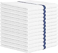 Nabob Wipers Bar Mop Terry Towels 12 Pack - 100% Cotton 14x17 Super Absorbent Kitchen Towels for Home, Kitchen, Auto, Bars (Blue Stripe)
