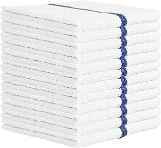 Nabob Wipers Bar Mop Terry Towels 12 Pack - 100% Cotton 14x17 Super Absorbent Kitchen Towels for Home, Kitchen, Auto, Bars (Blue Stripe)