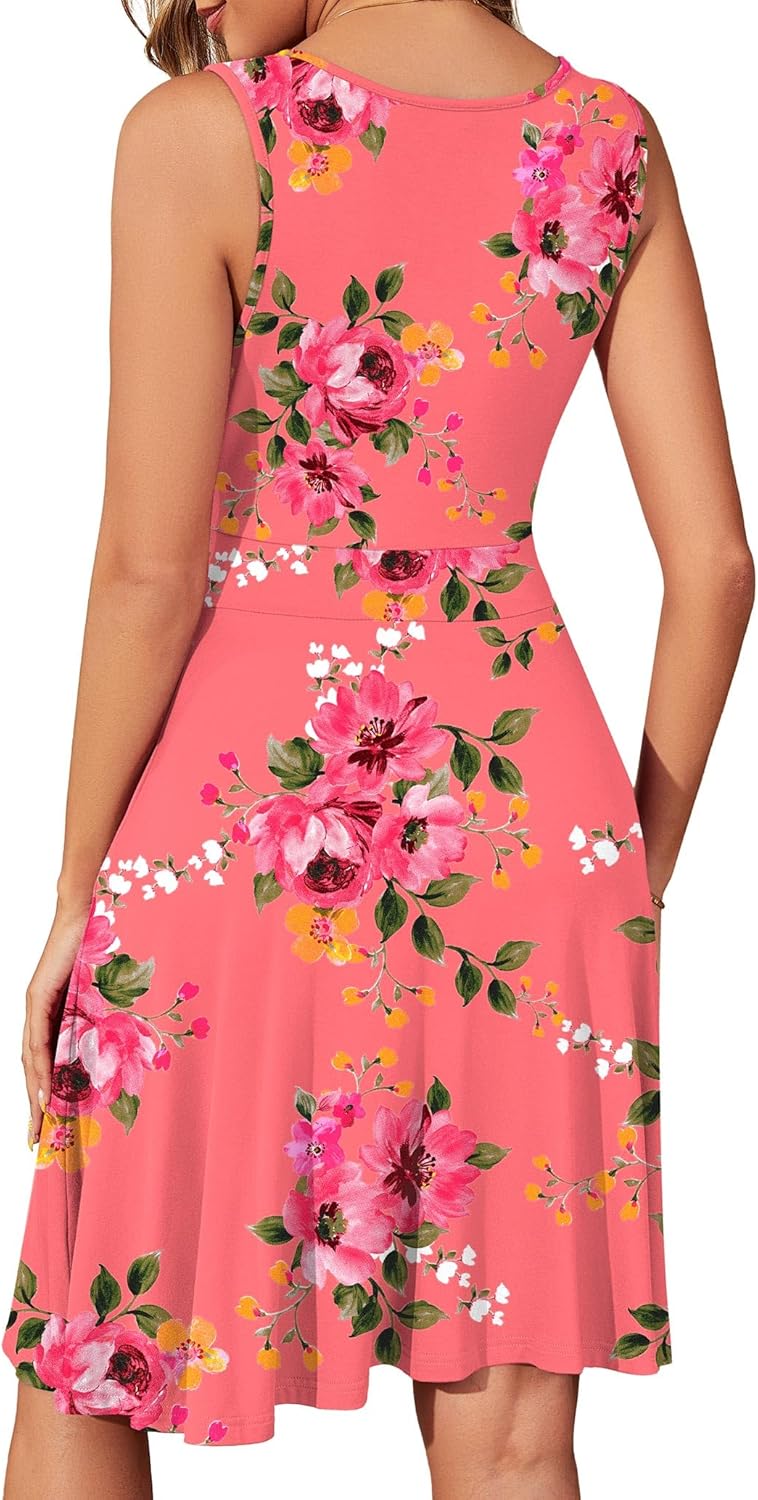 WEACZZY Summer Dresses for Women V Neck Wrap Sundress Sleeveless Flowy Tank Dress Beach Holiday Sundresses with Pockets - Image 5