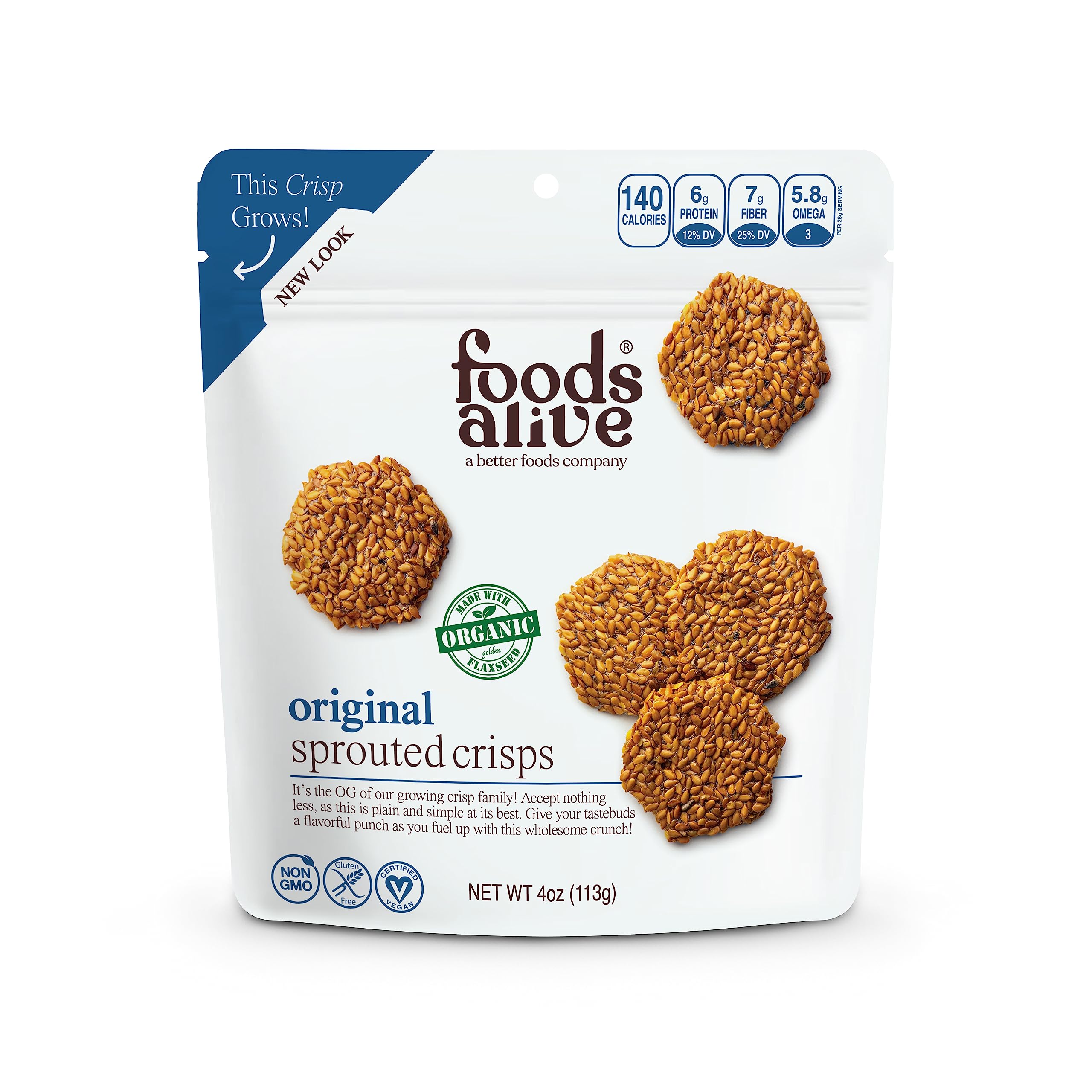 Foods Alive | Organic Original Sprouted Crisps | 4 oz (6-Pack)
