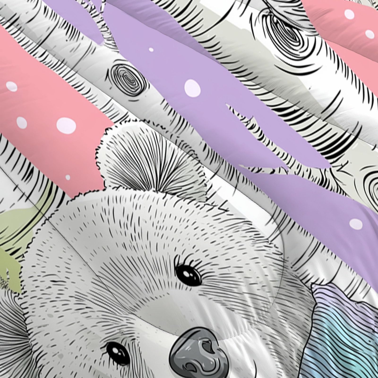 Trapunta Letto Matrimoniale 4 Stagioni Piumone per Bambini, Cartone Animato Panda Leggero Betulla Strisce Set di Biancheria da Letto 200x200cm con 2 Federe,Piumino Lavabile In Lavatrice