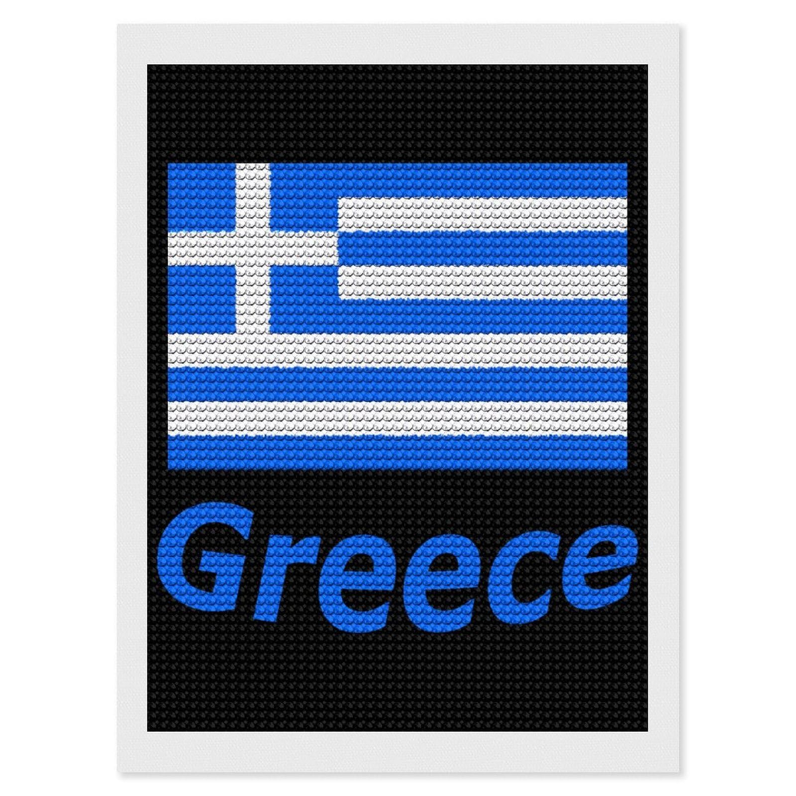 Nclqvjxzkhw Style Greece Flag Diamond Art Painting For Adult Round Diamonds Pictures Arts Crafts Home Wall Decor 12"X16"