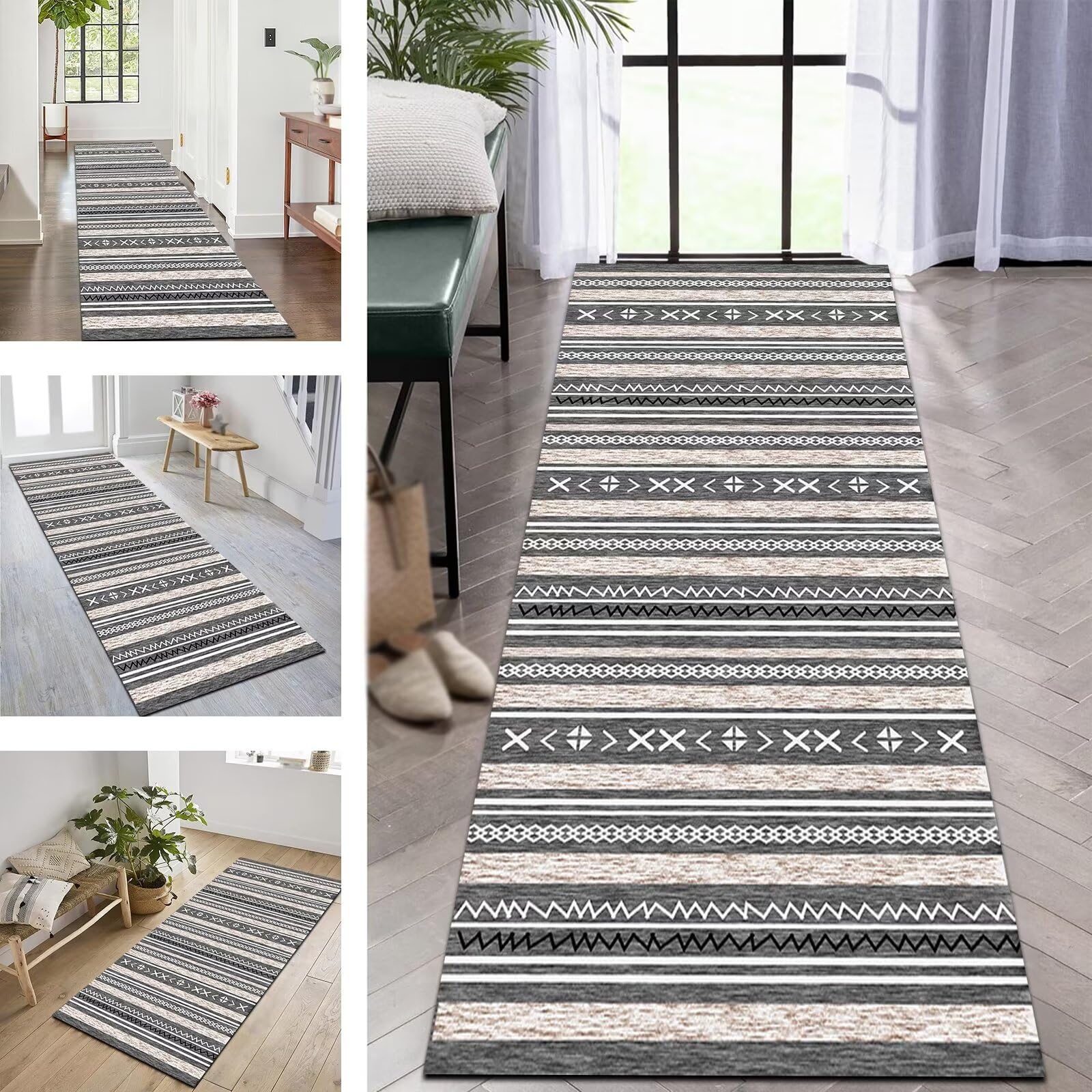 Alfombras Antideslizantes para Corredores Pasillo de alfombras Gris 40X160CM Lavables Cocina Moderna Dormitorio Sala de Estar Actividades alfombras para Corredores Personalizables