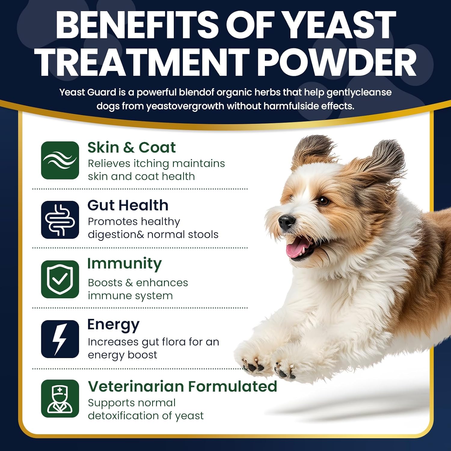 Yeast Guard for Dog Yeast, Yeast Powder for Dogs,Supports Healthy Ears, Skin and Paws, All Aatural Herbal Formula, Reduces Inflammation and Irritation, Relieves Dogs Allergies,Gentle Dog Yeast Relief