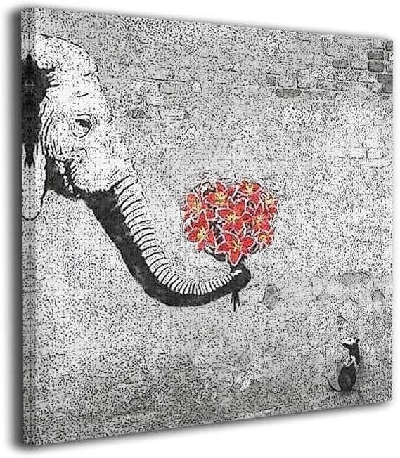 Amazon Co Jp 絵画家 バンクシー ラブ アートパネル インテリア絵画 装飾画 アート パネル絵 モダン絵画 玄関に飾る モダンアート キャンバス絵画 壁掛け 部屋飾り 木枠付きの完成品 12 X12 ホーム キッチン