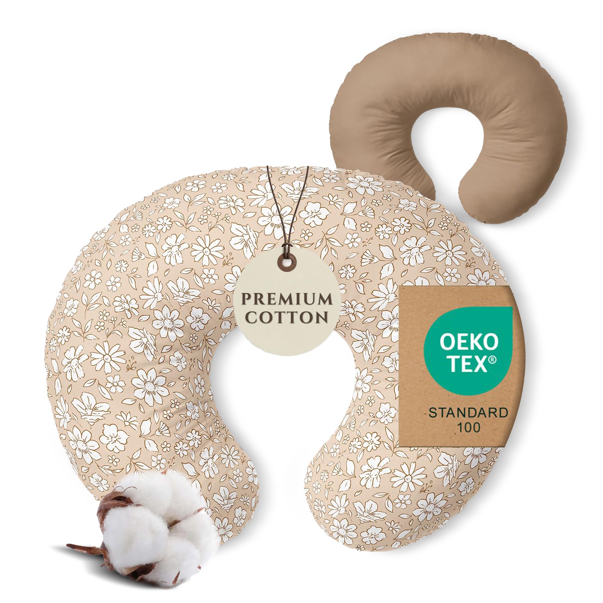 Pobibaby 1-Pack Premium Nursing Pillow Cover - Ultra Soft & Stretchy 96% Cotton, Breastfeeding Pillow Cover for Baby Boys and Girls (Meadow)