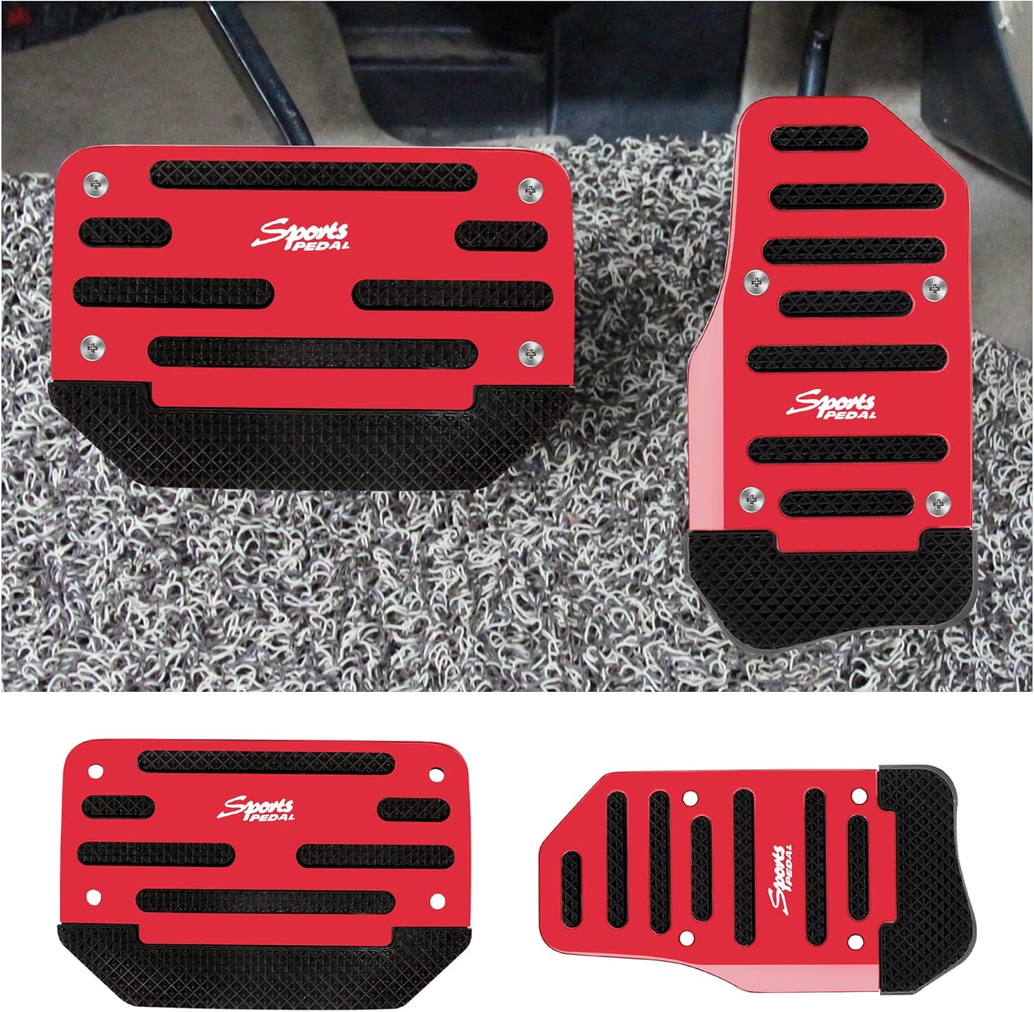 2PCS NonSlip Car Pedal Covers,Premium Aluminum Alloy Gas and Brake