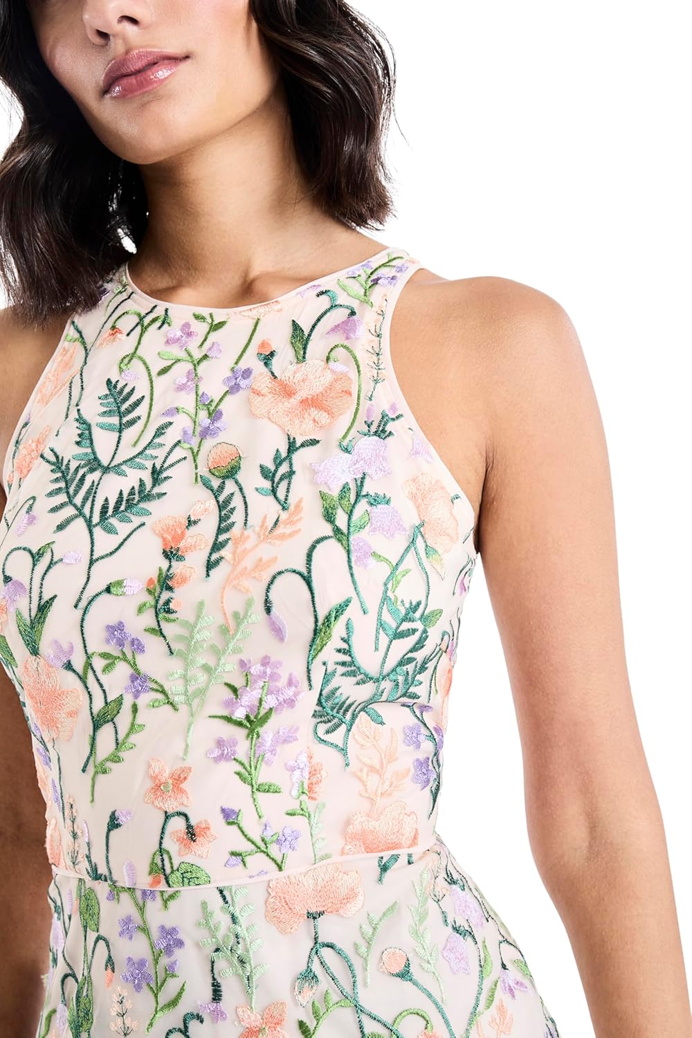 Maggy London Women's Dresses Floral Embroidered Halter Neck Midi Dress with Back V-Neck - Image 5