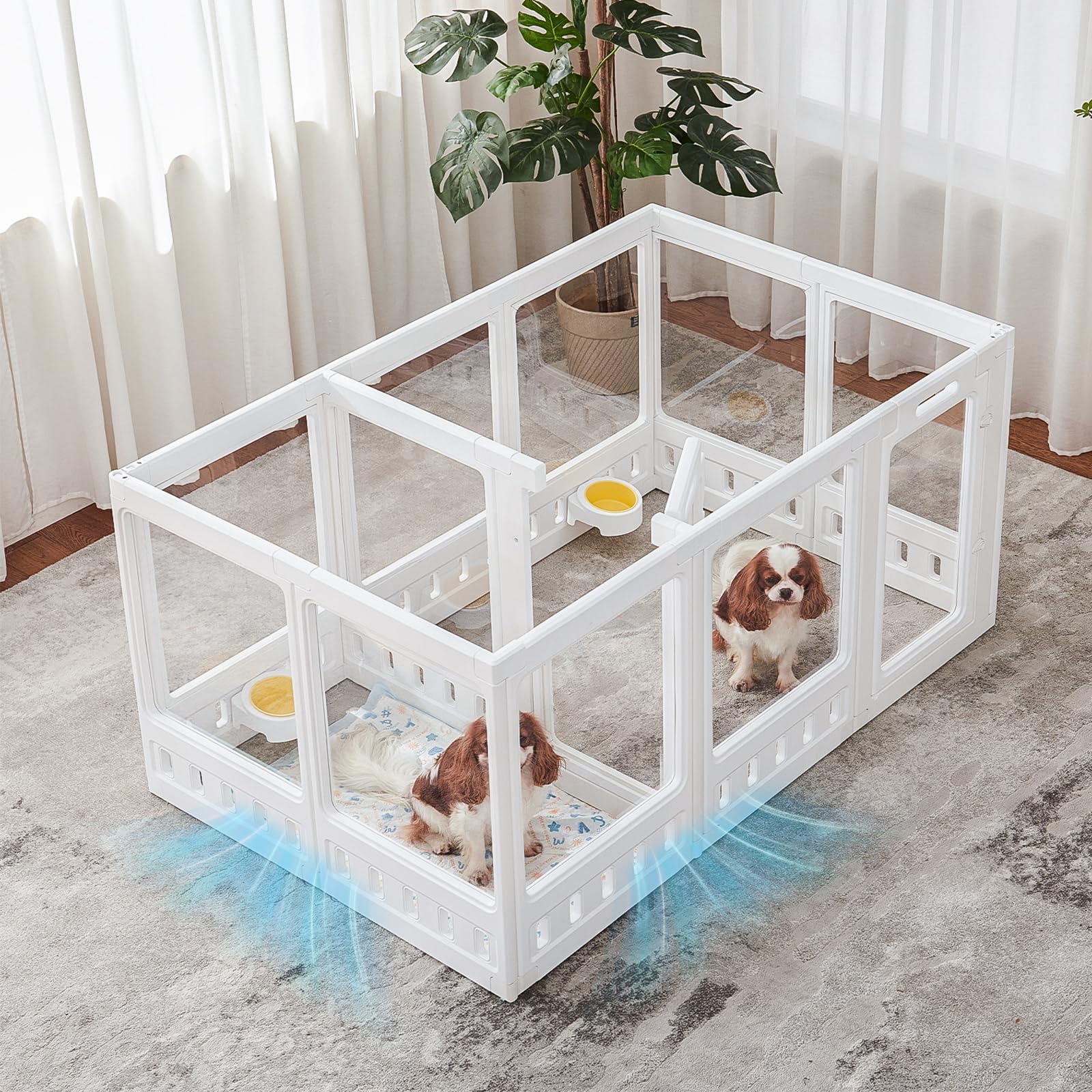 Clear-air Dog Playpen Indoor Acrylic Pen, 24" H, White, 12 Panels