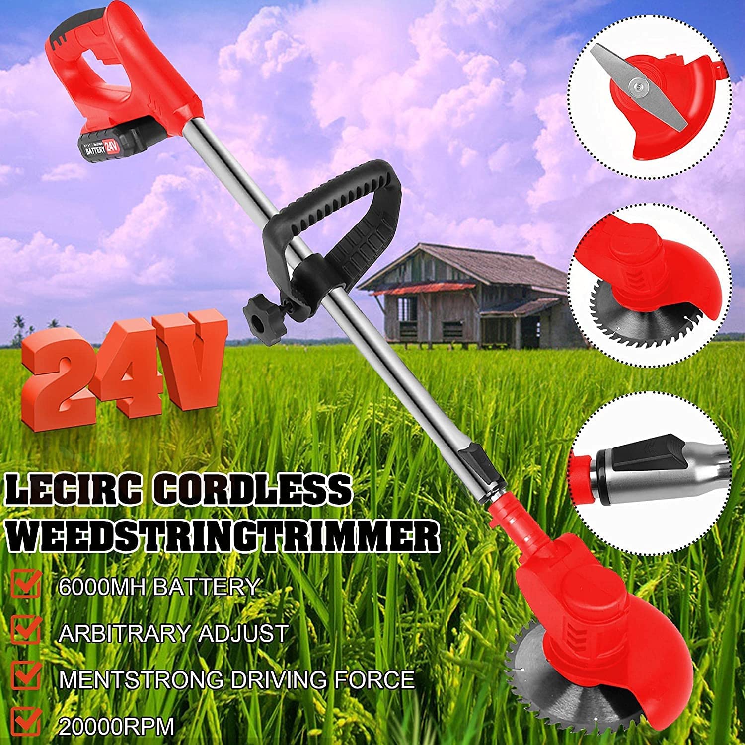 Buy Multipurpose Brush Cutter Weed Wacker Cordless Gardening Tools Electric Lawn Mower