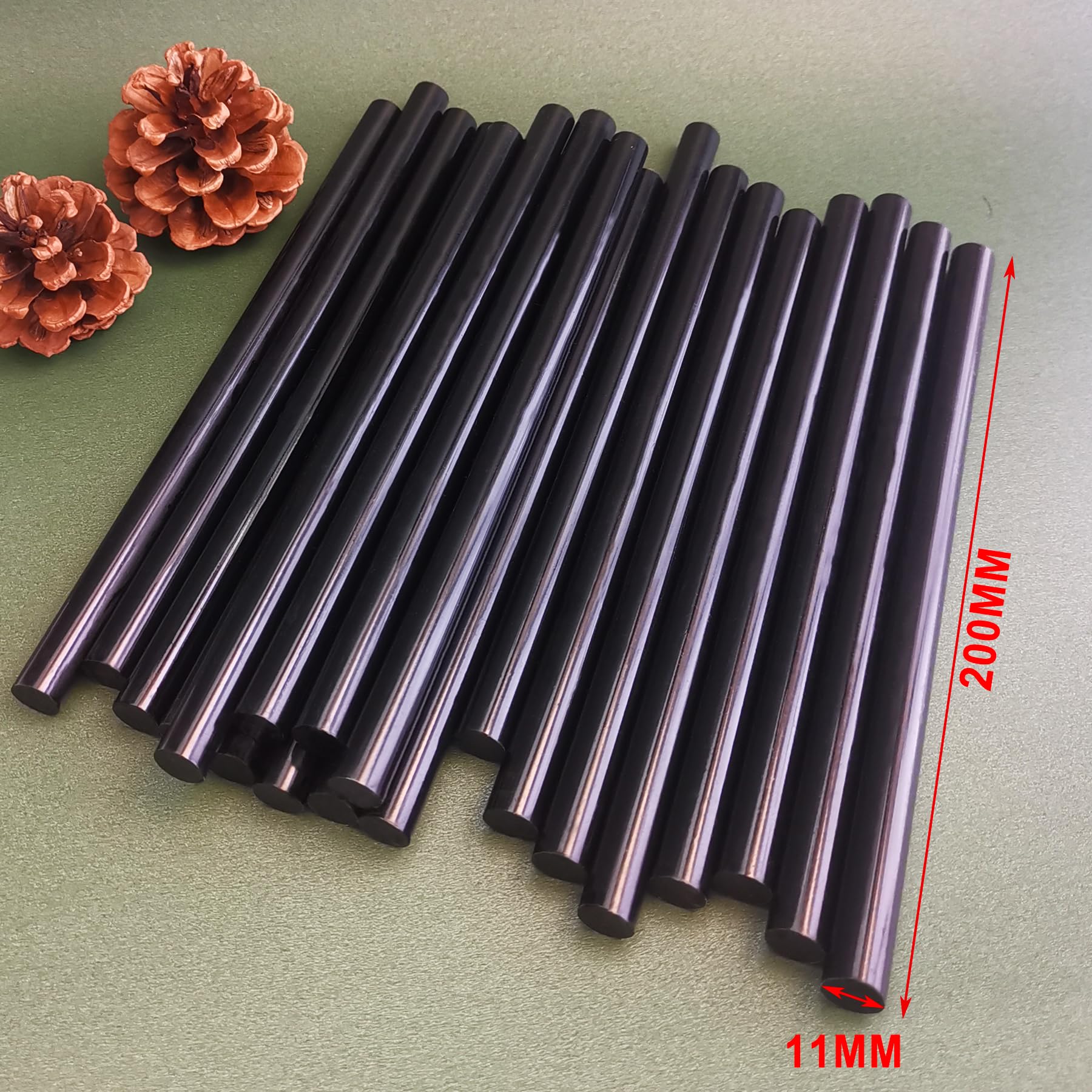 20 Pz Colla a Caldo Bastoncini 200mm x 10mm Nero Adesivo per Pistola Colla a Caldo
