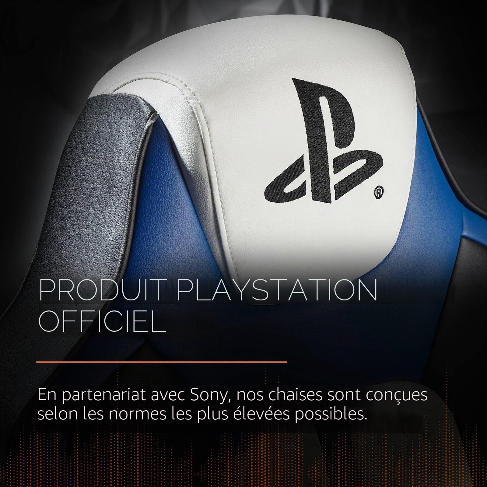 X Rocker Sony Playstation? Legend 2.1 Fauteuil de jeu avec système d'enceintes stéréo et moteur de vibration - bleu/noir/blanc