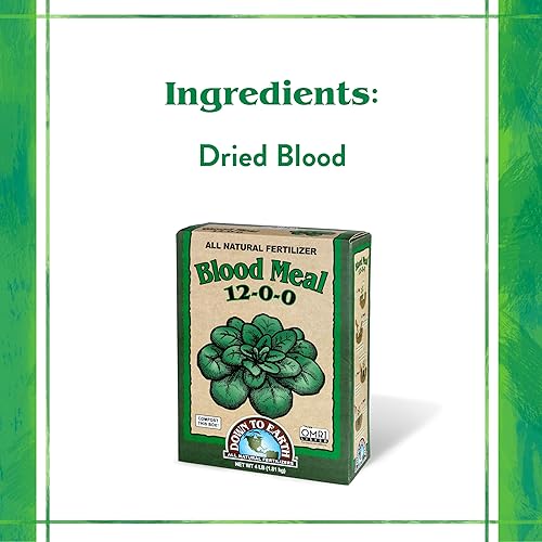 Miniatura 4 de Down To Earth All Natural Fertilizers Organic Blood Meal - High Nitrogen Plant Food for Green Growth 12-0-0, 4 lb