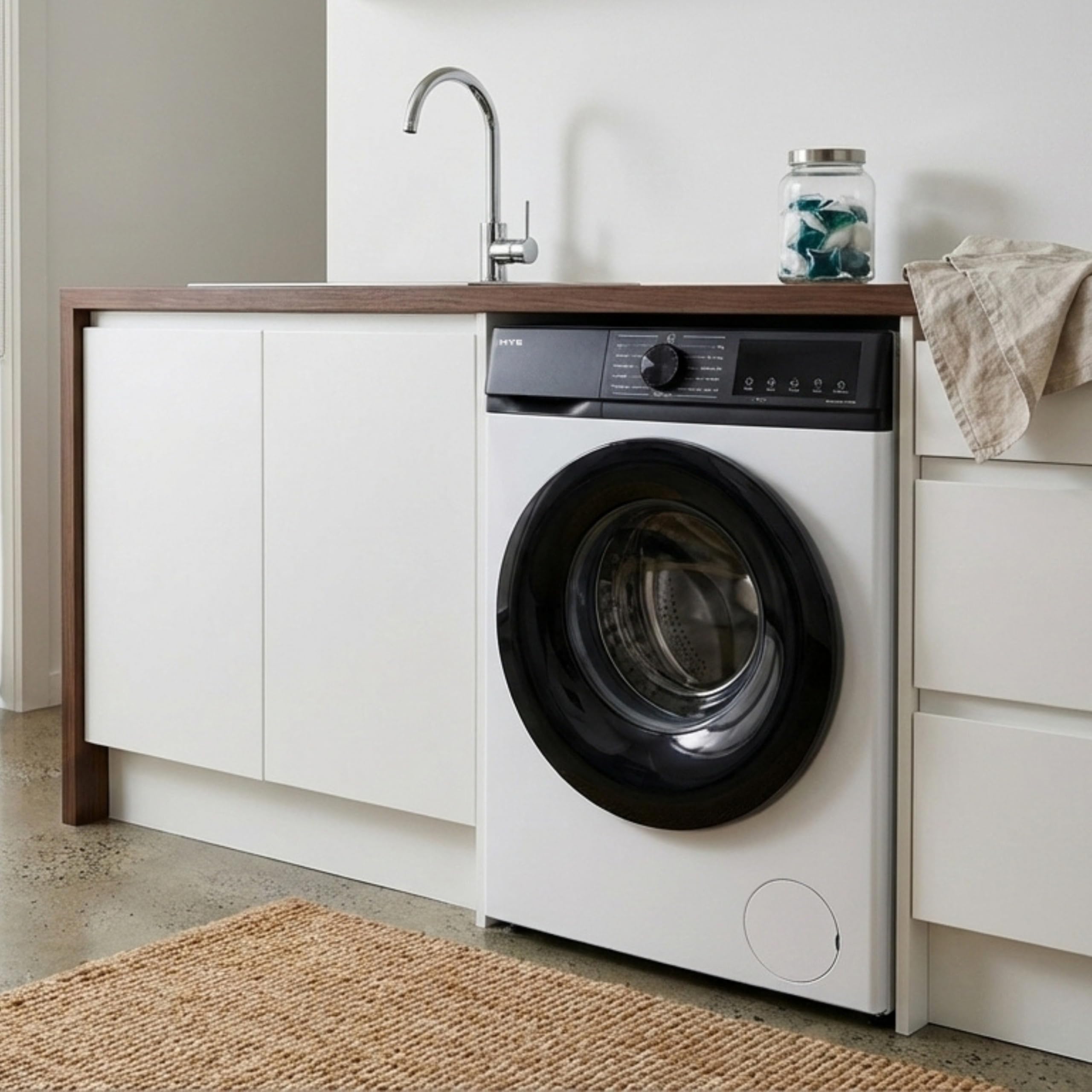 HYE Washing Machine - Washer, 7KG Drum, 1200RPM, Slimline Freestanding Design, Quiet 42 dB Operation, 11 Programs, Quick & Eco Wash, Ideal For Apartments & Smaller Houses - W0107SL12W22 — view 8