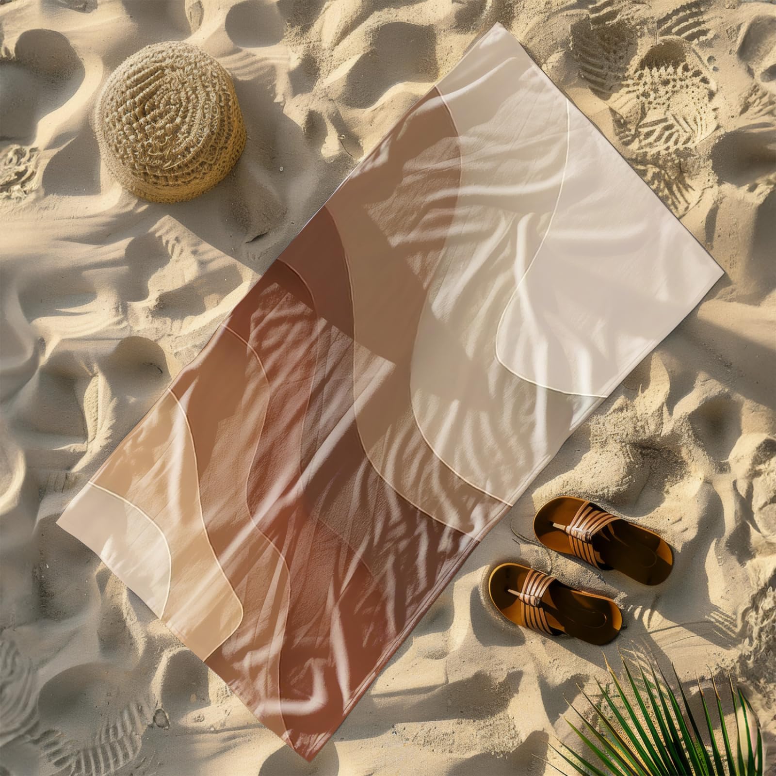 Genérico Toalla Playa Grande Patrón Marrón Claro Microfibra Secado Rápido Oversize Toalla Sin Arena Súper Ligera Piscina Camping Picnic Yoga Gimnasio Y Deportes Viaje