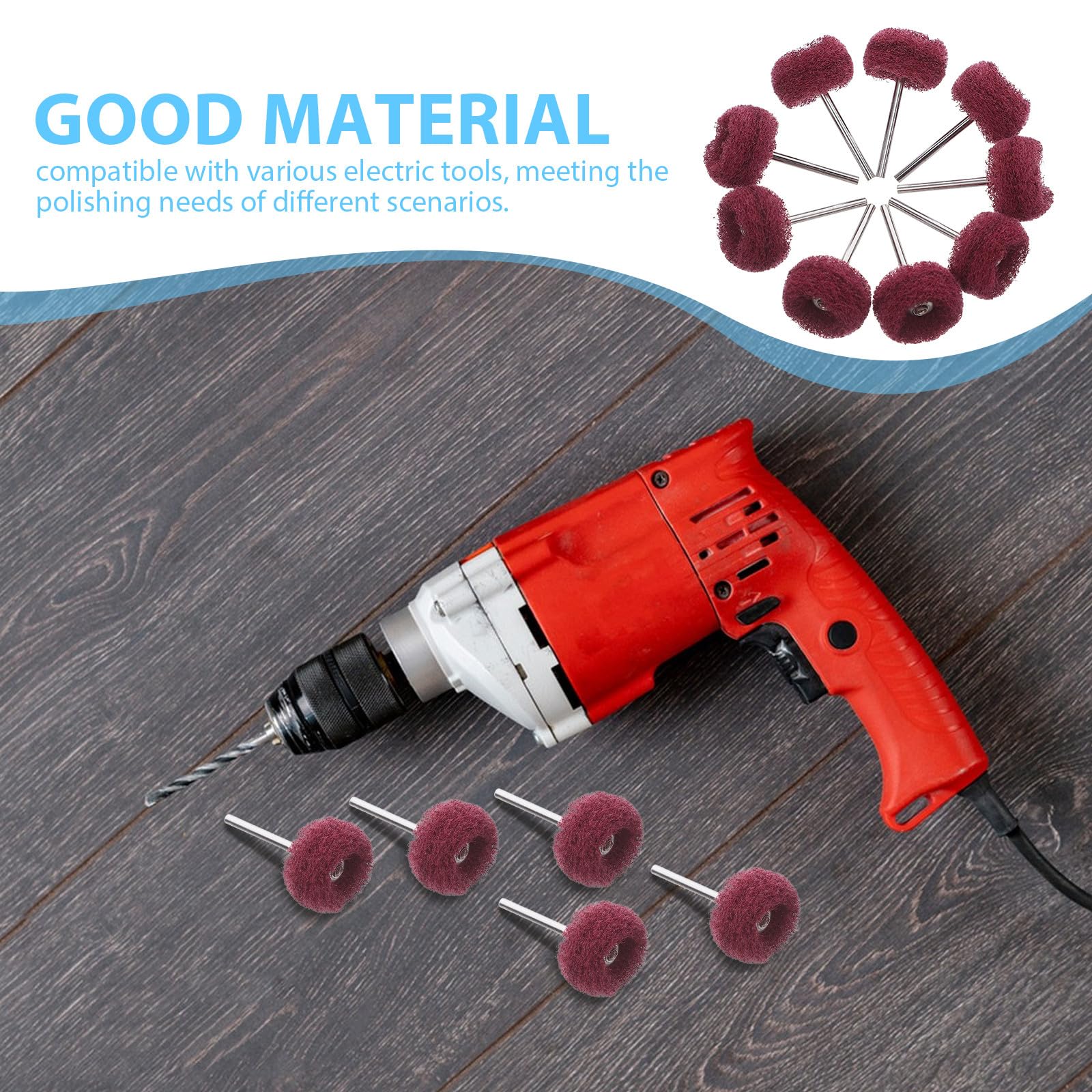 DOITOOL 100 Piezas Cepillo de Nylon Abrasivo: Rueda para Amoladora con Eje de 3 mm - Accesorio Rotatorio para Taladro y Pulidora - Cepillo para Eliminar Óxido, Lijar y Pulir