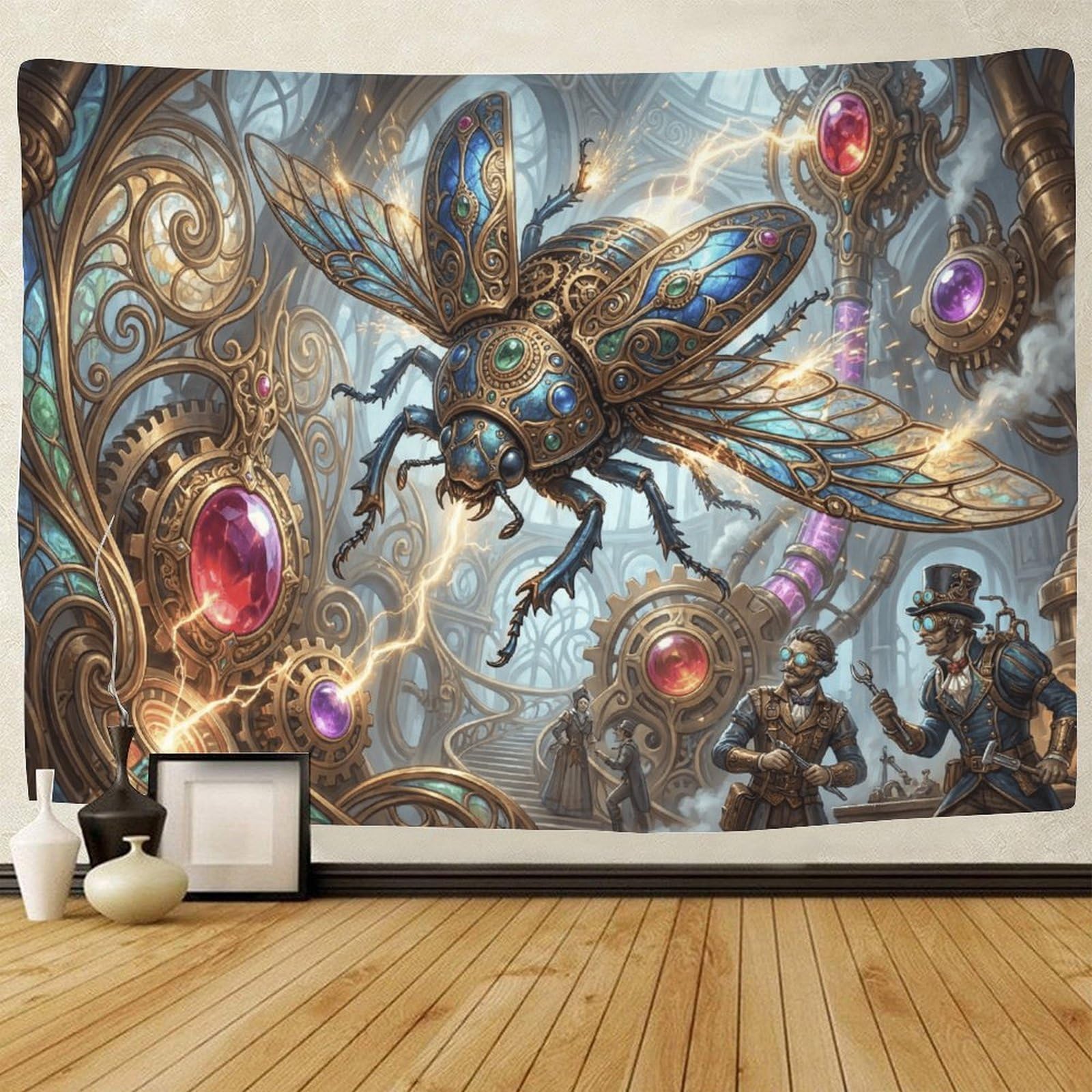 GPMNBCXZK Egyptian Scarab Steampunk Art Wall Tapestry 3D Print Home Living Room Bedroom Decoration 100cmx150cm