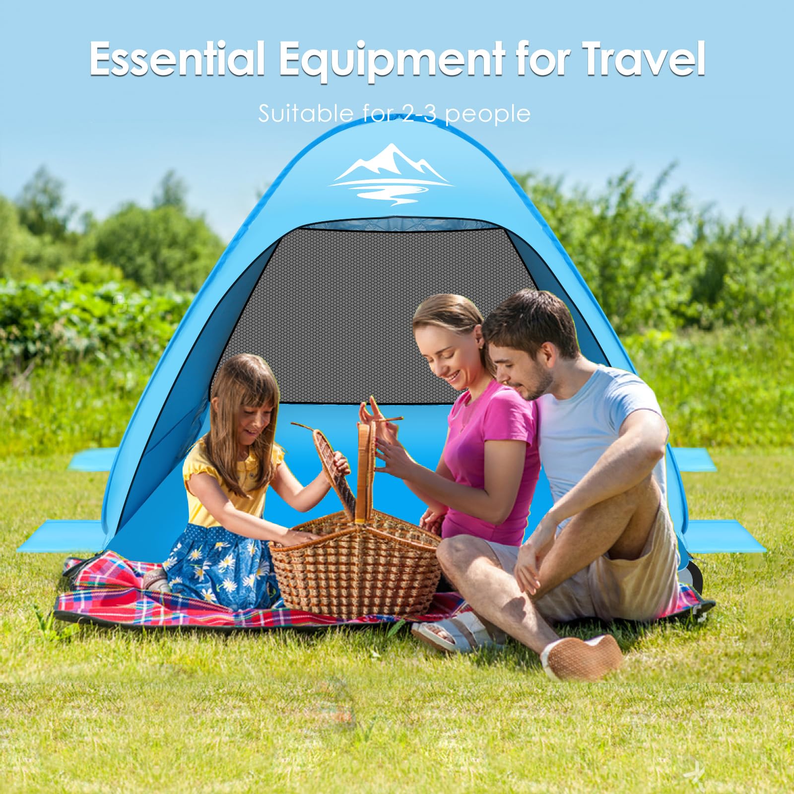 Strandmuschel Pop Up Zelt - 180x125x85cm Mit 50+ UV Schutz (Beige)