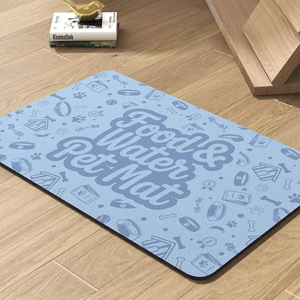 Pet Feeding Mat-Absorbent Dog Mat for Food and Water Bowl-No Stains Quick Dry Water Dispenser Mat-Dog Accessories Pet Supplies-Bowl for Messy Drinkers(Words,12"x19" Words 12"x19"