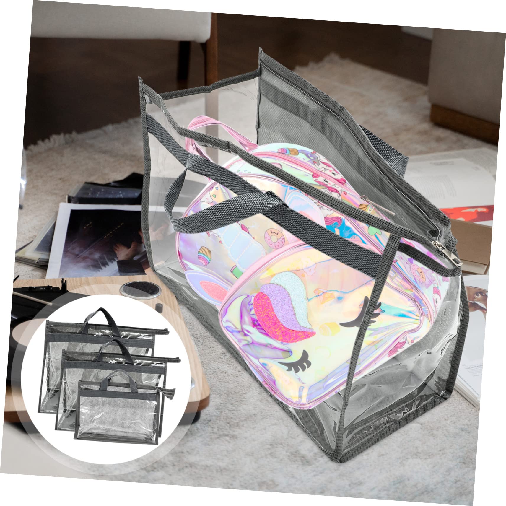 Homoyoyo Bolsa Colgante Antipolvo y Antihumedad para Bolso, Organizador Transparente de PVC con Asa, 3 Piezas para Armario