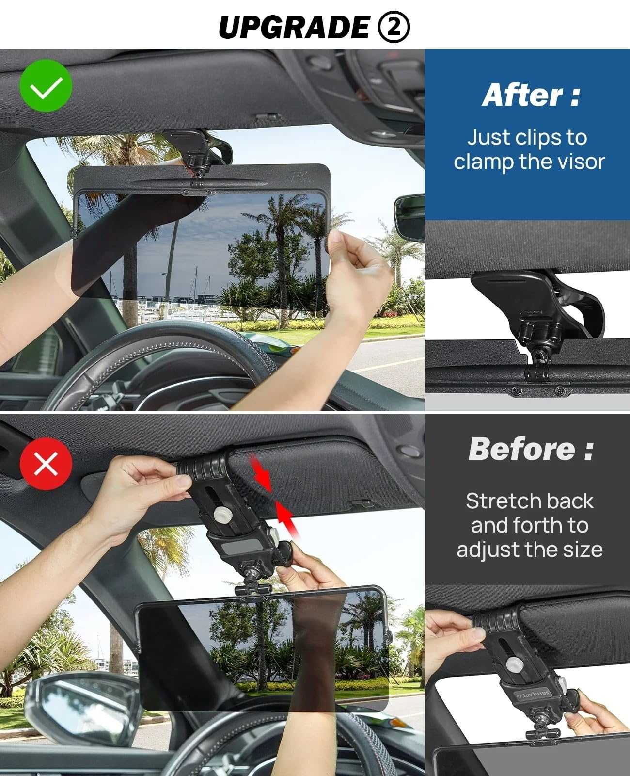 Visiera Parasole Multifunzionale Per Auto – Antiriflesso UV E Neve, Regolabile, Per Guida Diurna E Notturna, Universale