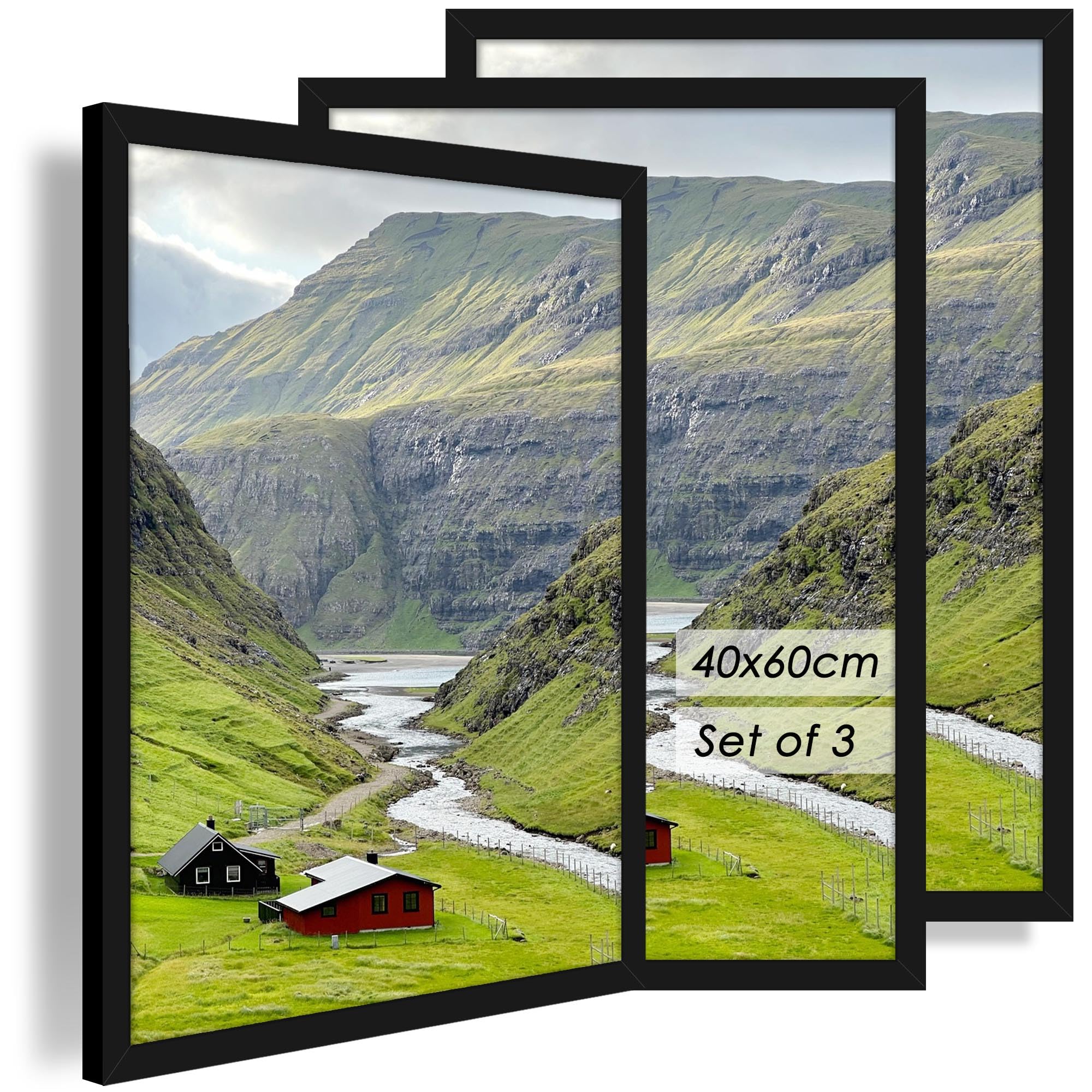 QPQIYIY Bilderrahmen 3er-Set aus Holz zum Aufhängen oder Anlehnen, geeignet für Fotos, Poster, Urkunden, Gemälde