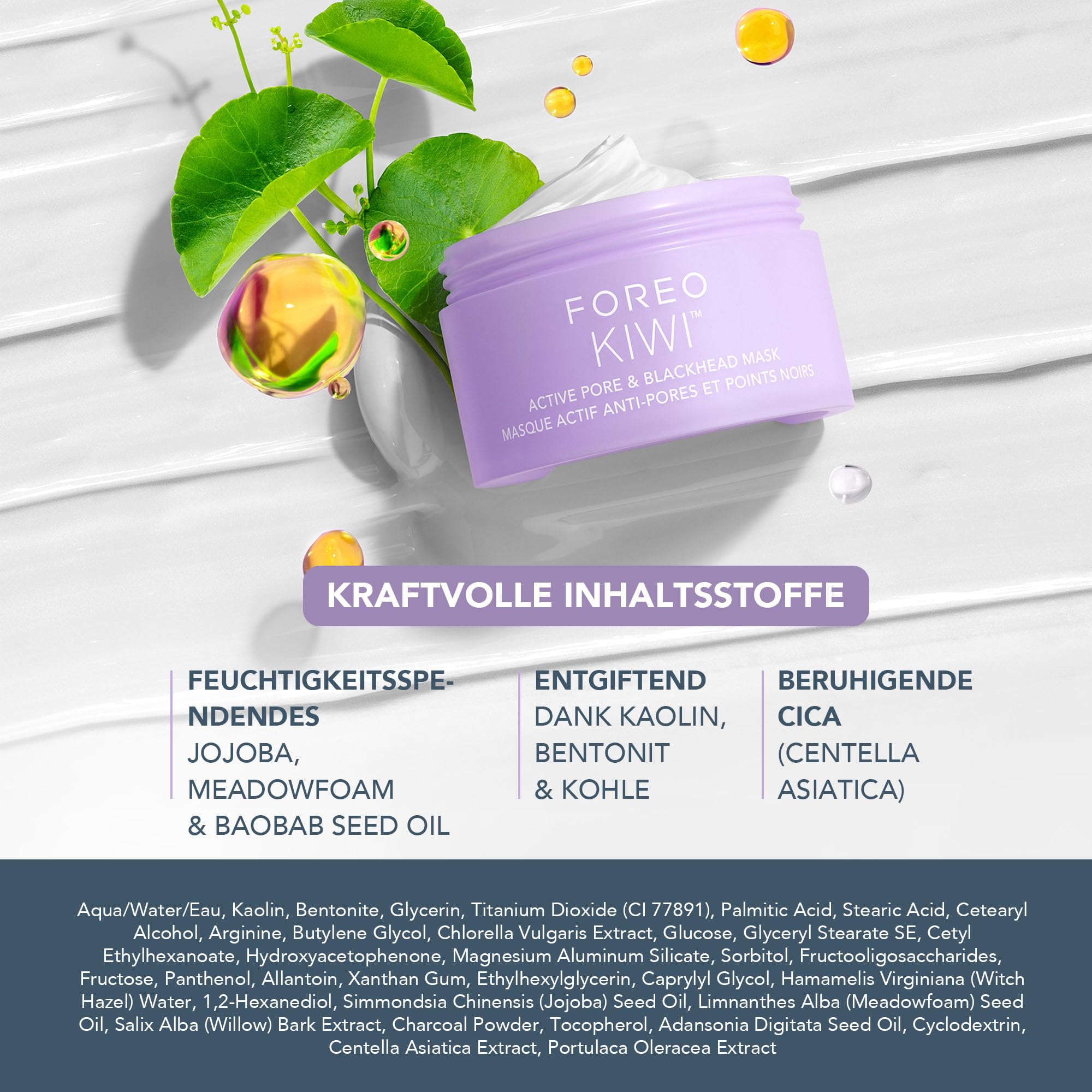 FOREO Smooth & Resurface KIWI derma Mikrodermabrasionsgerät - Mitesserentferner fürs Gesicht + KIWI™ Active Pore & Blackhead Maske, 100 g - Mitesserentferner - Tschüss-Poren-Strips-Porensauger