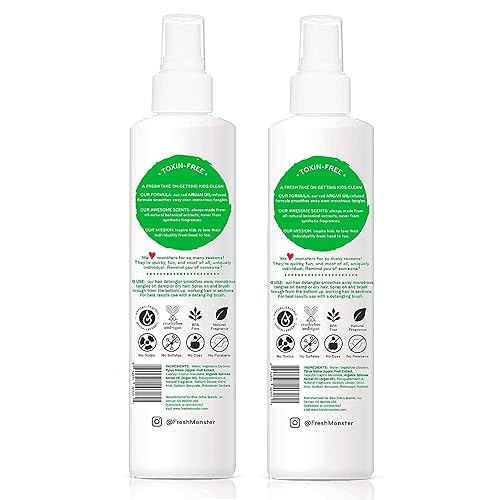 Miniatura 2 de Fresh Monster Spray desenredante para niños sin toxinas hipoalergénico y natural spray acondicionador para el cabello para niños coco paquete de 2