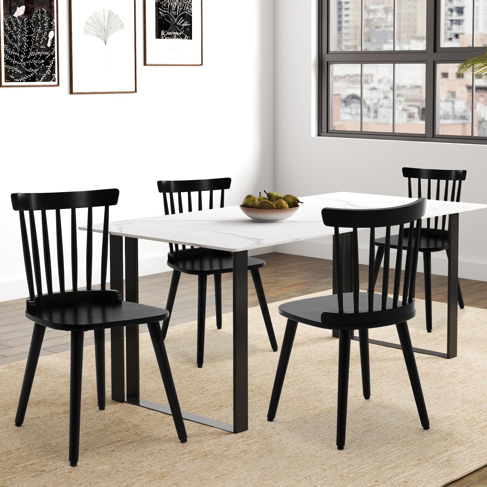 Extendable Dining Table Wooden Dining Black Spindle Back Chairs