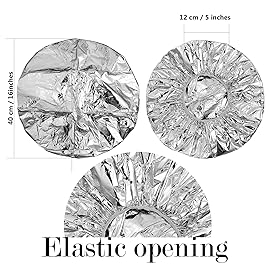 12 Pieces Deep Conditioning Caps Aluminum Foil Reusable Hair Processing Hair Coloring Shower Caps for Home Salon Use(16 Inch,Silvery)