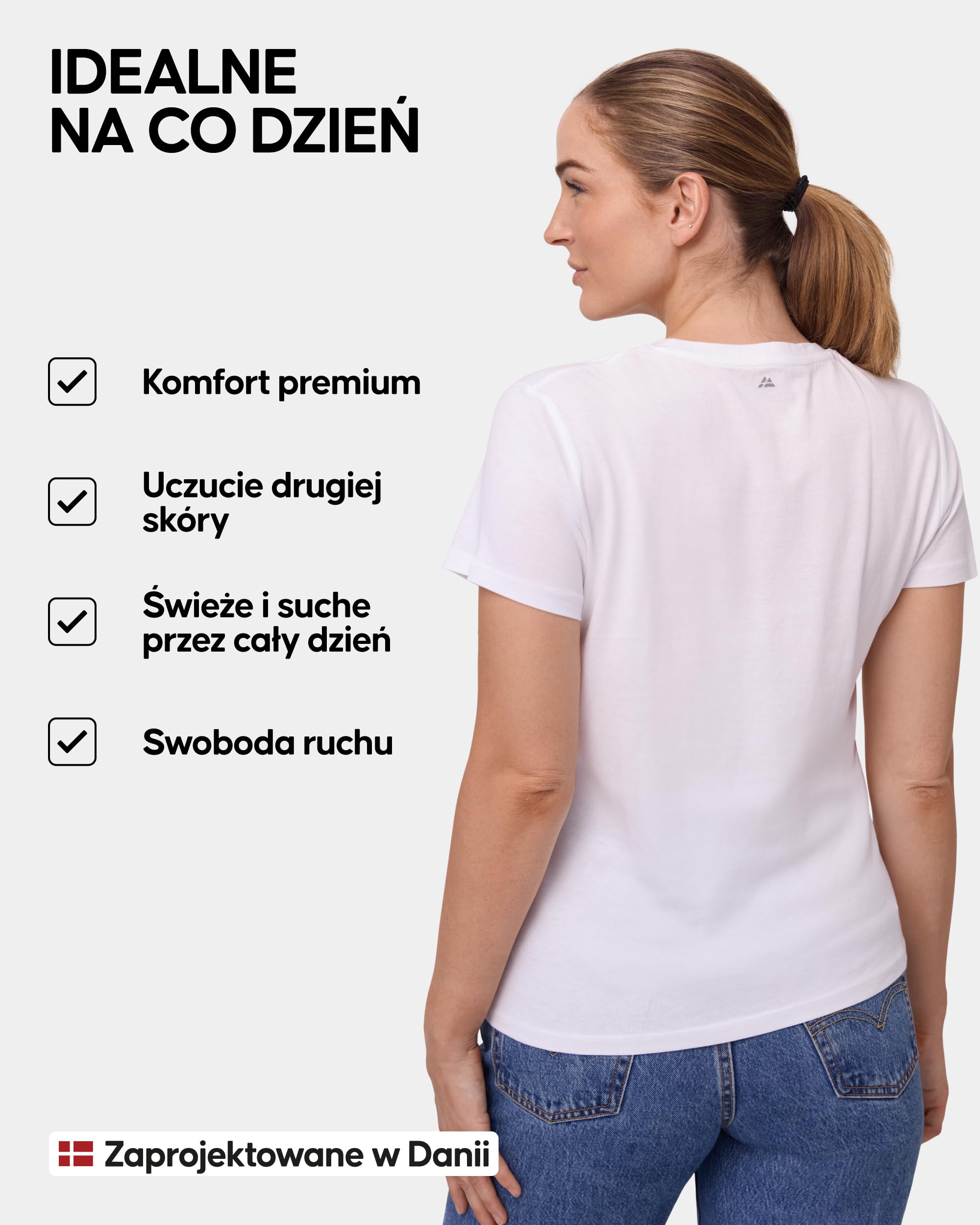 DANISH ENDURANCE Damskie Koszulki, Bawełna Organiczna, 2-Pak | Koszulki z bawełny organicznej i modalu, miękkie, oddychające, dekolt okrągły lub w serek, dla codziennego noszenia i sportu