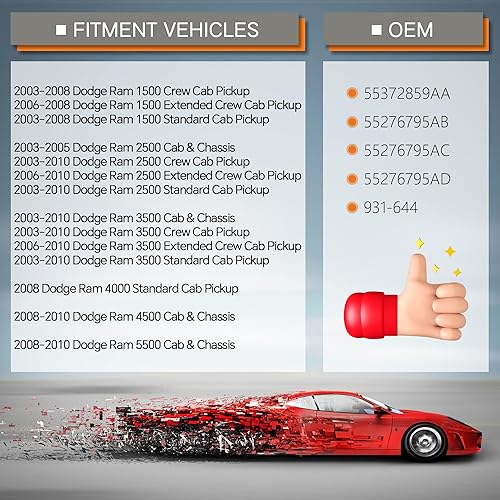 Miniatura 2 de Actuador de bloqueo de puerta trasera izquierda para lado del conductor compatible con Dodge Ram 1500 2500 3500 2008-2010 Ram 4500 5500 2003-2010,