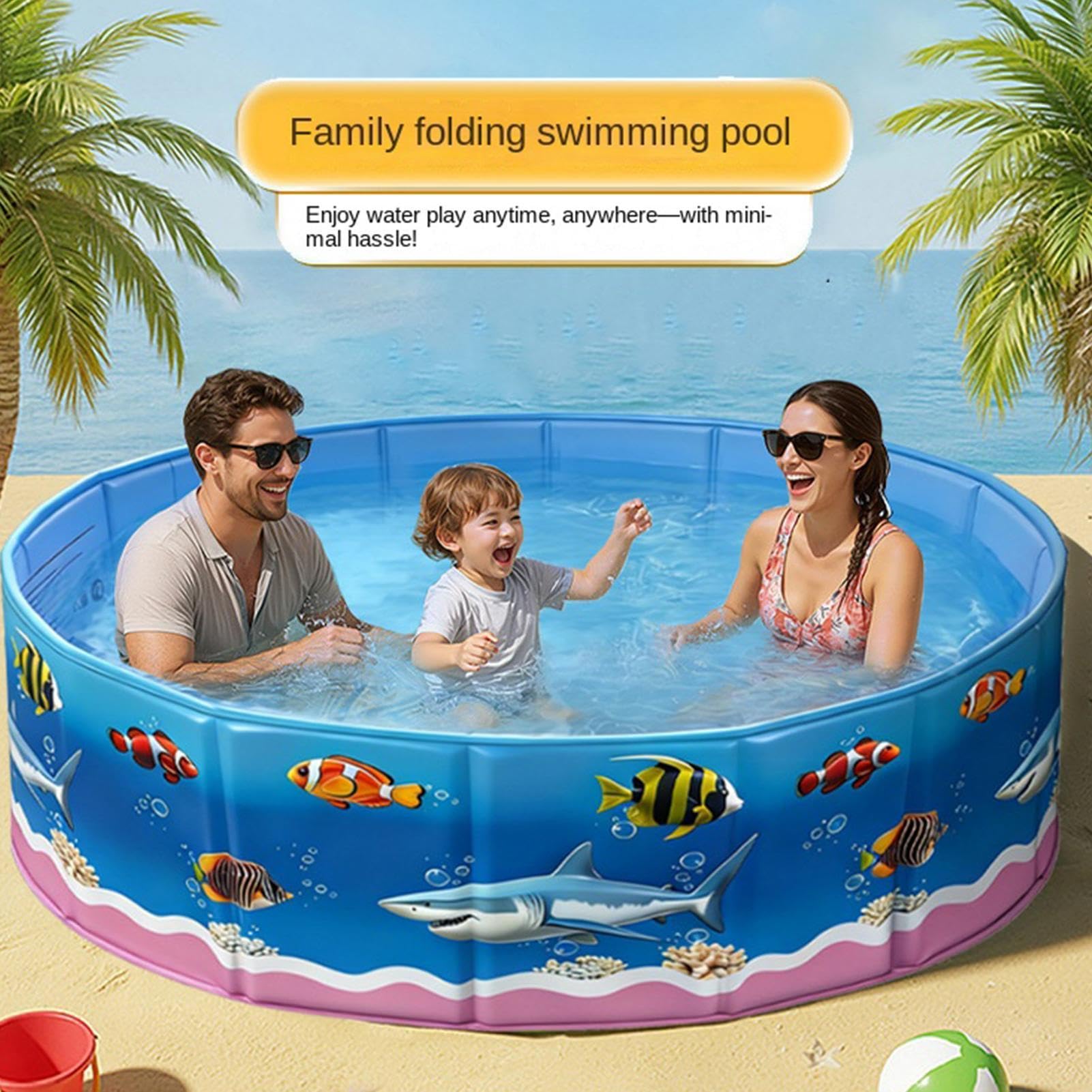 Piscine ronde avec thème marin pour le jardin, piscine extérieure colorée